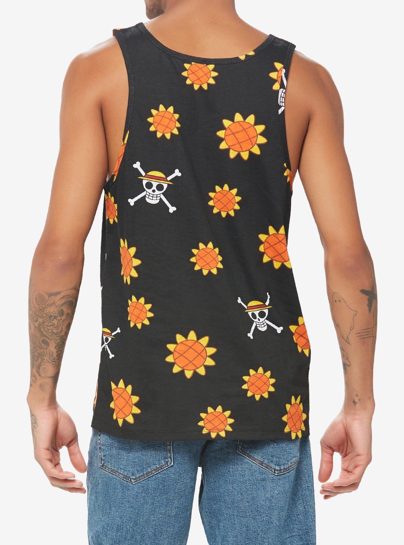 One Piece Luffy Sunflower Tank Top, BLACK, alternate