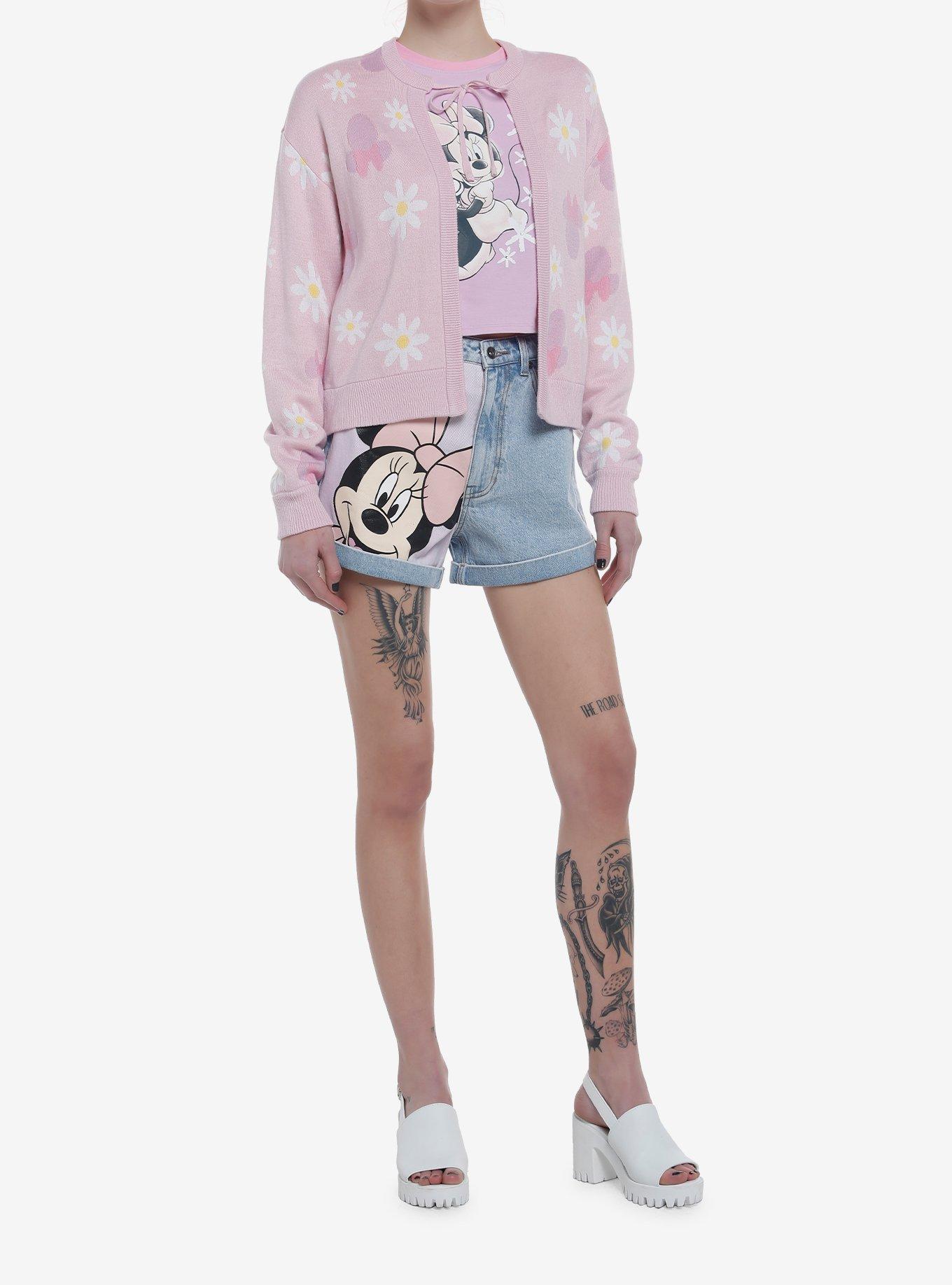 Her Universe Disney Minnie Mouse Y2K Tie-Front Skimmer Girls Cardigan, MULTI, alternate
