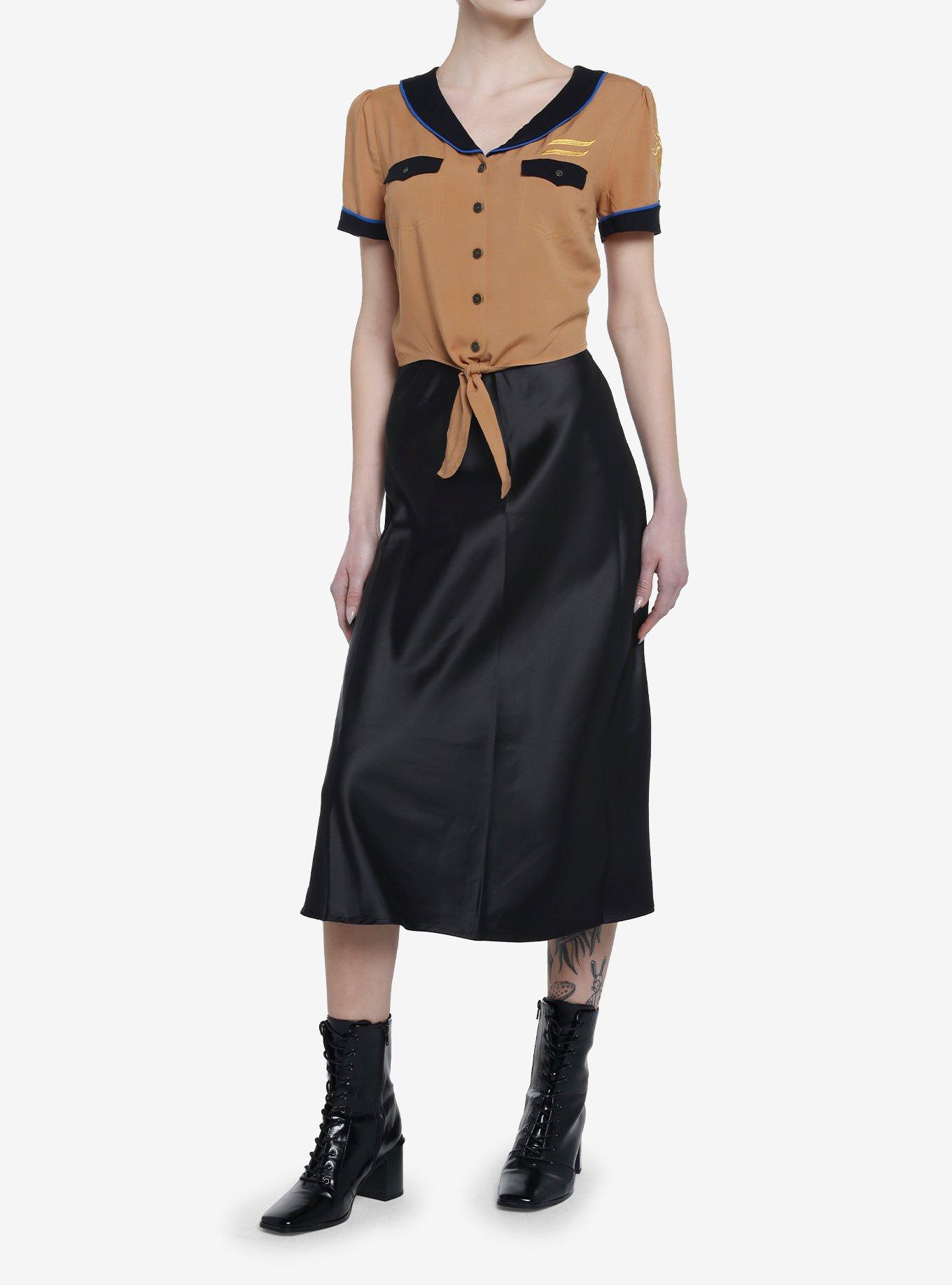 Shadow And Bone Alina Military Girls Tie-Front Woven Button-Up, , hi-res