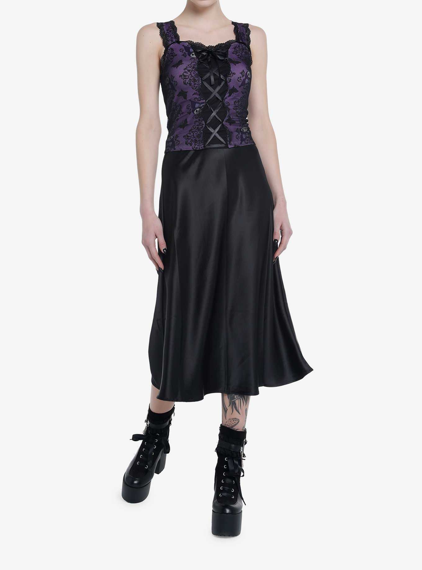 Kuromi Mesh Lace-Up Sweetheart Girls Tank Top, , hi-res