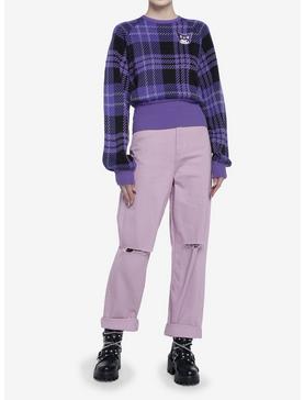 Kuromi Purple Plaid Knit Girls Sweater, , hi-res