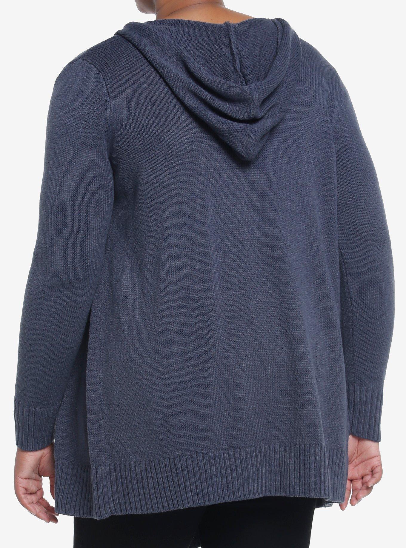 Shadow And Bone Inej Hooded Cardigan Plus Size, CHARCOAL  BLACK, alternate