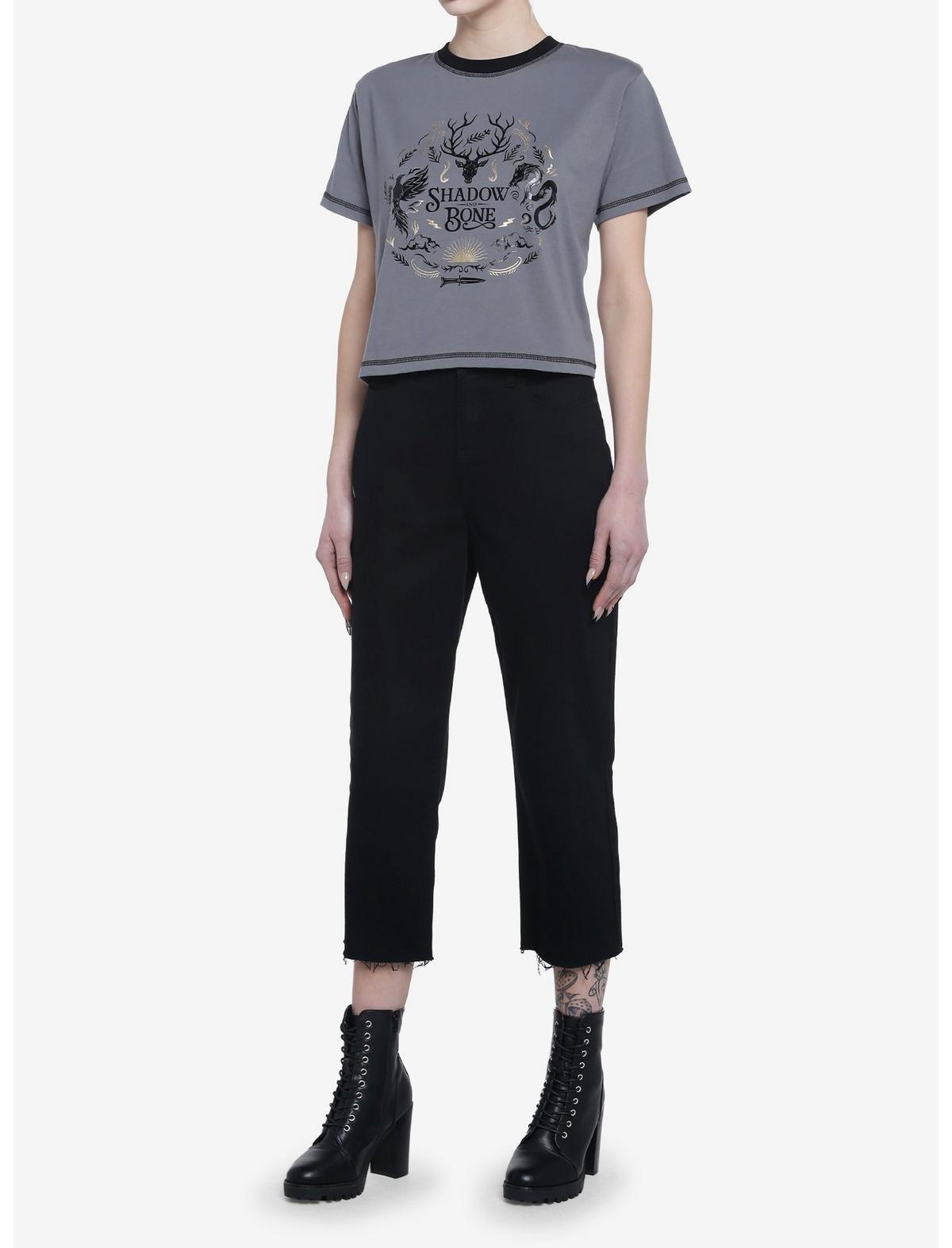 Shadow And Bone Amplifiers Crop T-Shirt, CHARCOAL  BLACK, alternate