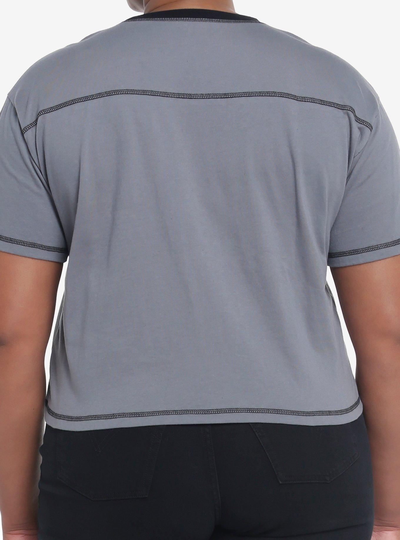 Shadow And Bone Amplifiers Crop T-Shirt Plus Size, CHARCOAL  BLACK, alternate