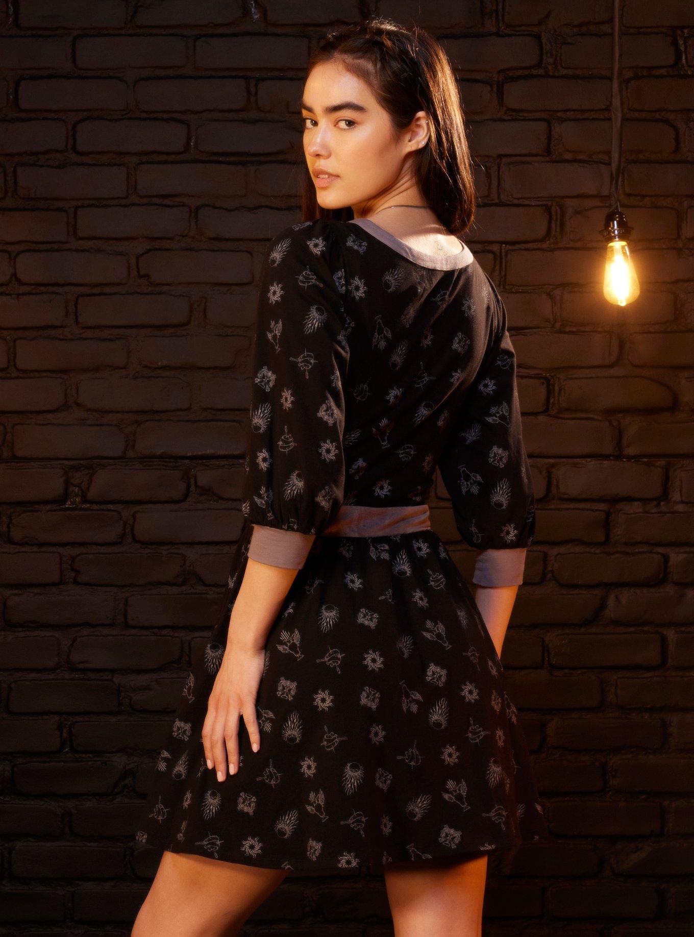 Shadow And Bone Grisha Icons Dress, BLACK  GREY, alternate