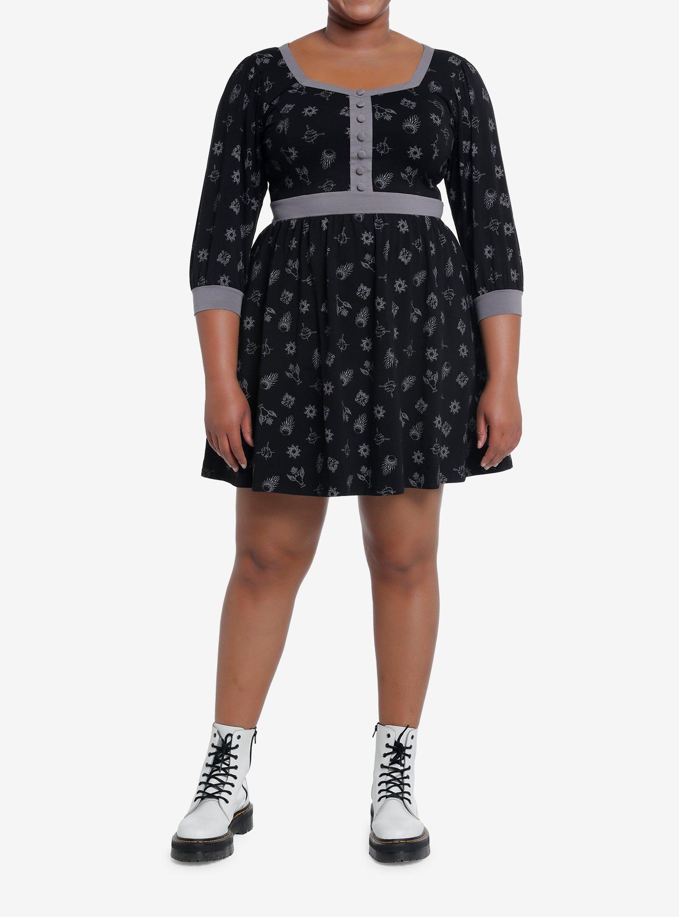Shadow And Bone Grisha Icons Dress Plus Size, BLACK  GREY, alternate