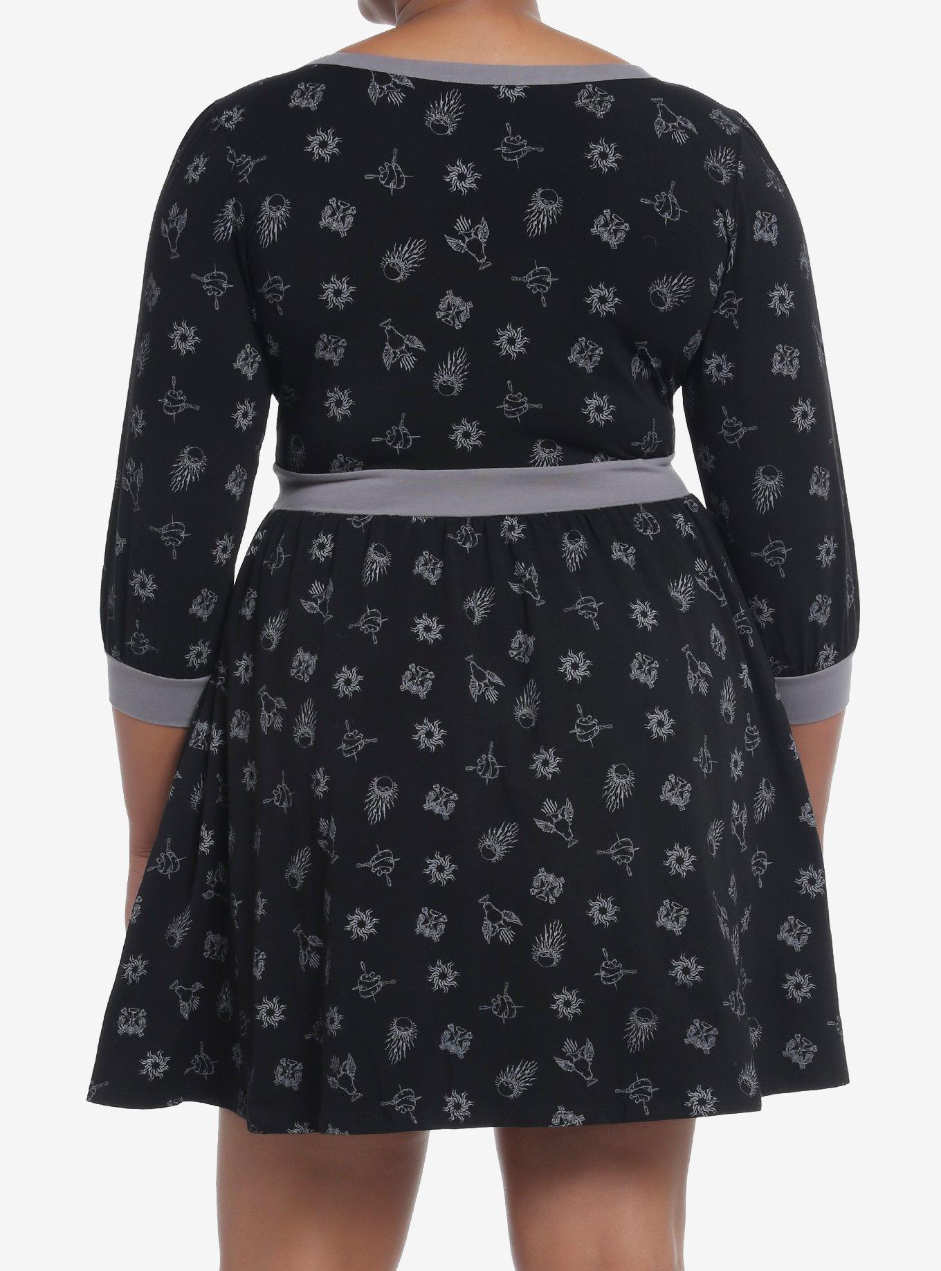 Shadow And Bone Grisha Icons Dress Plus Size, BLACK  GREY, alternate