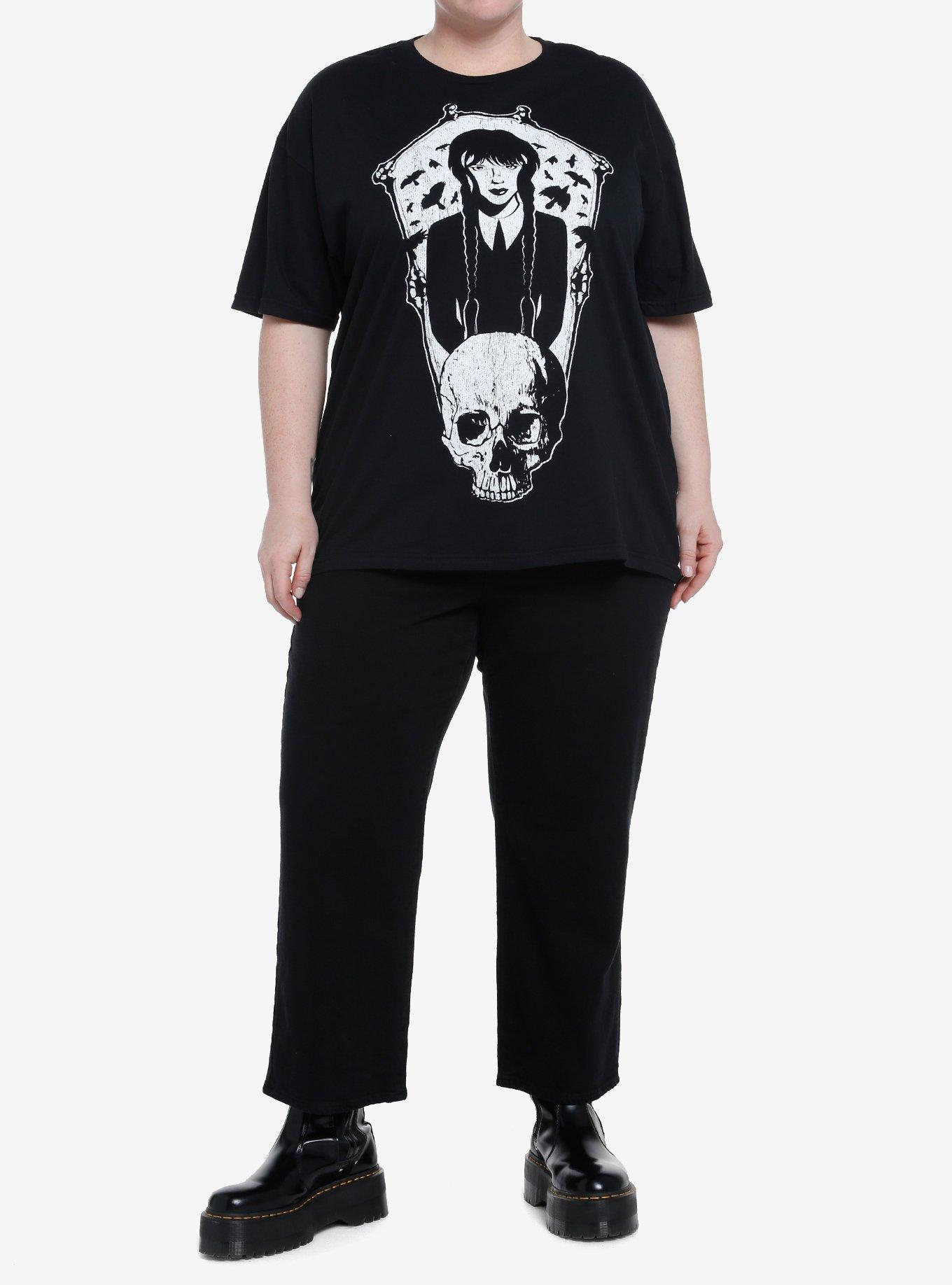 Wednesday Coffin Skull Boyfriend Fit Girls T-Shirt Plus Size, MULTI, alternate