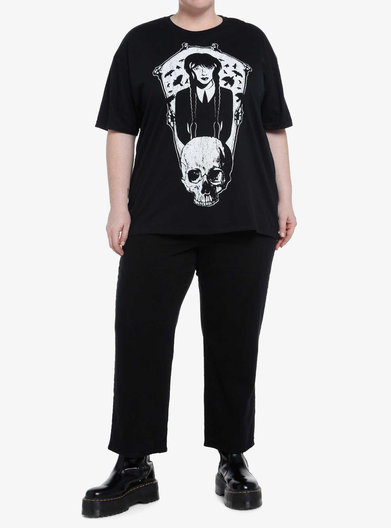 Wednesday Coffin Skull Boyfriend Fit Girls T-Shirt Plus Size, , hi-res