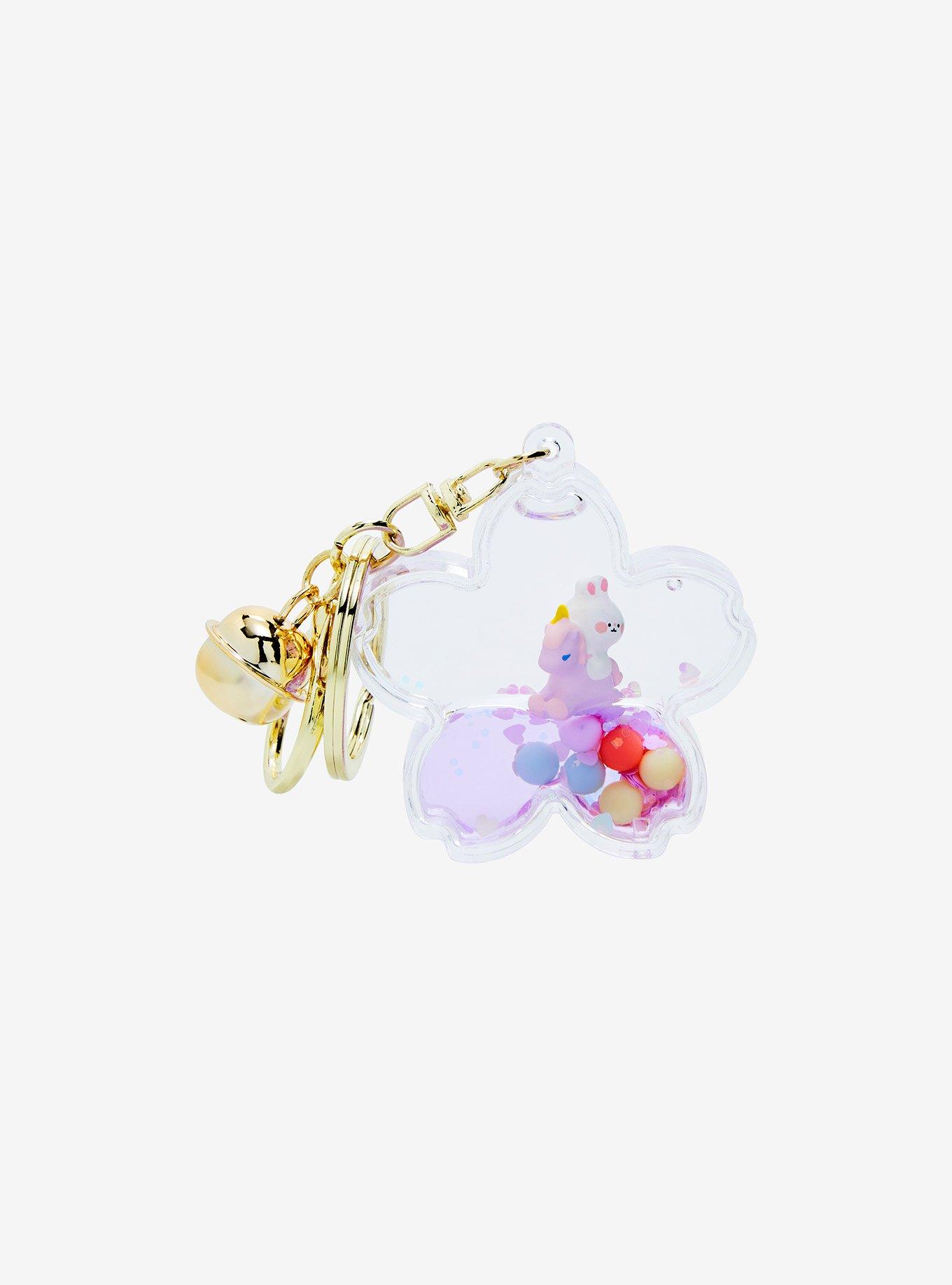 Floating Bunny on a Unicorn Flower Blind Bag Keychain, , alternate