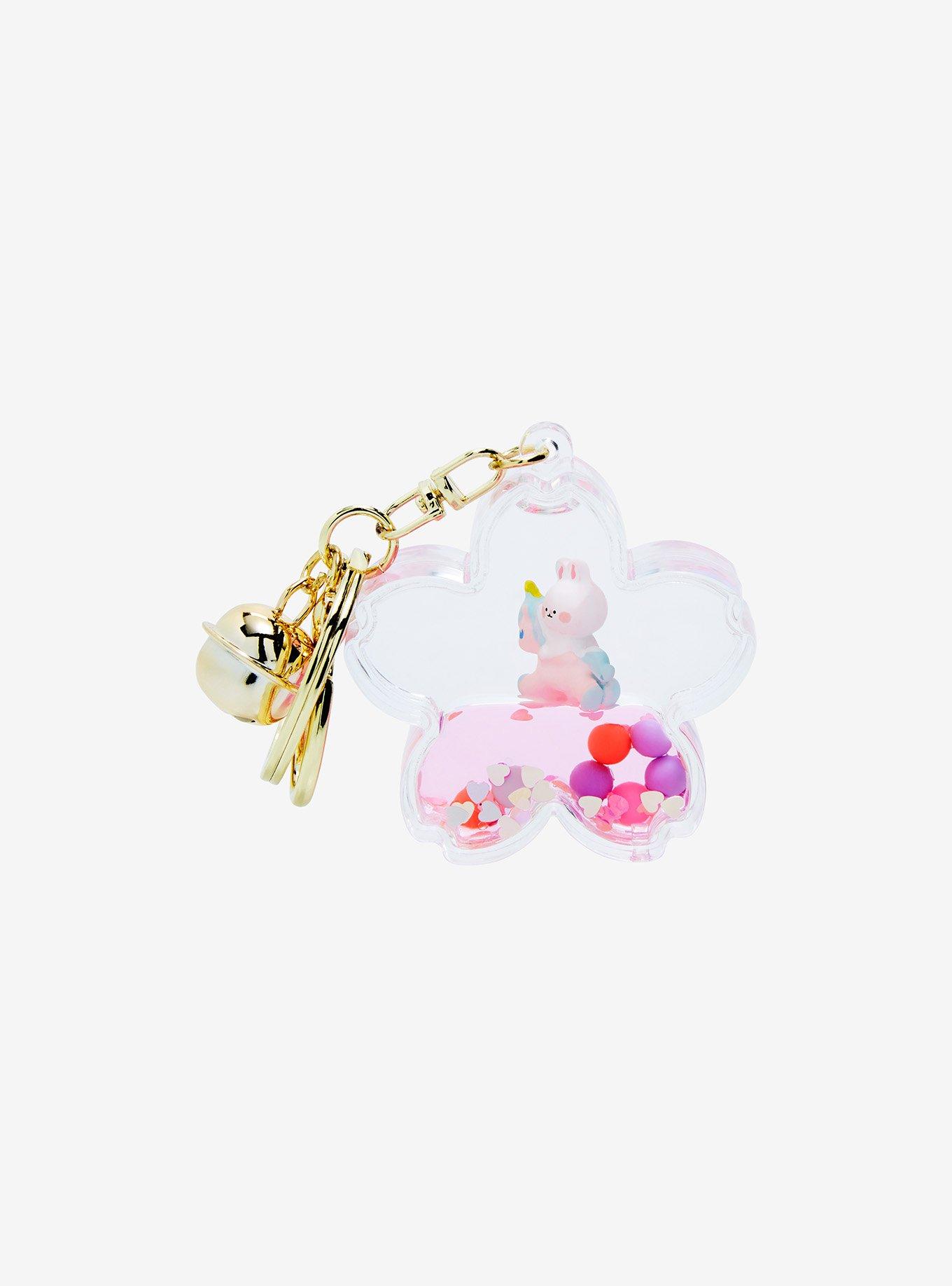 Floating Bunny on a Unicorn Flower Blind Bag Keychain, , alternate