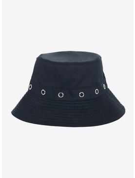 Black Grommet Strappy Bucket Hat, , hi-res