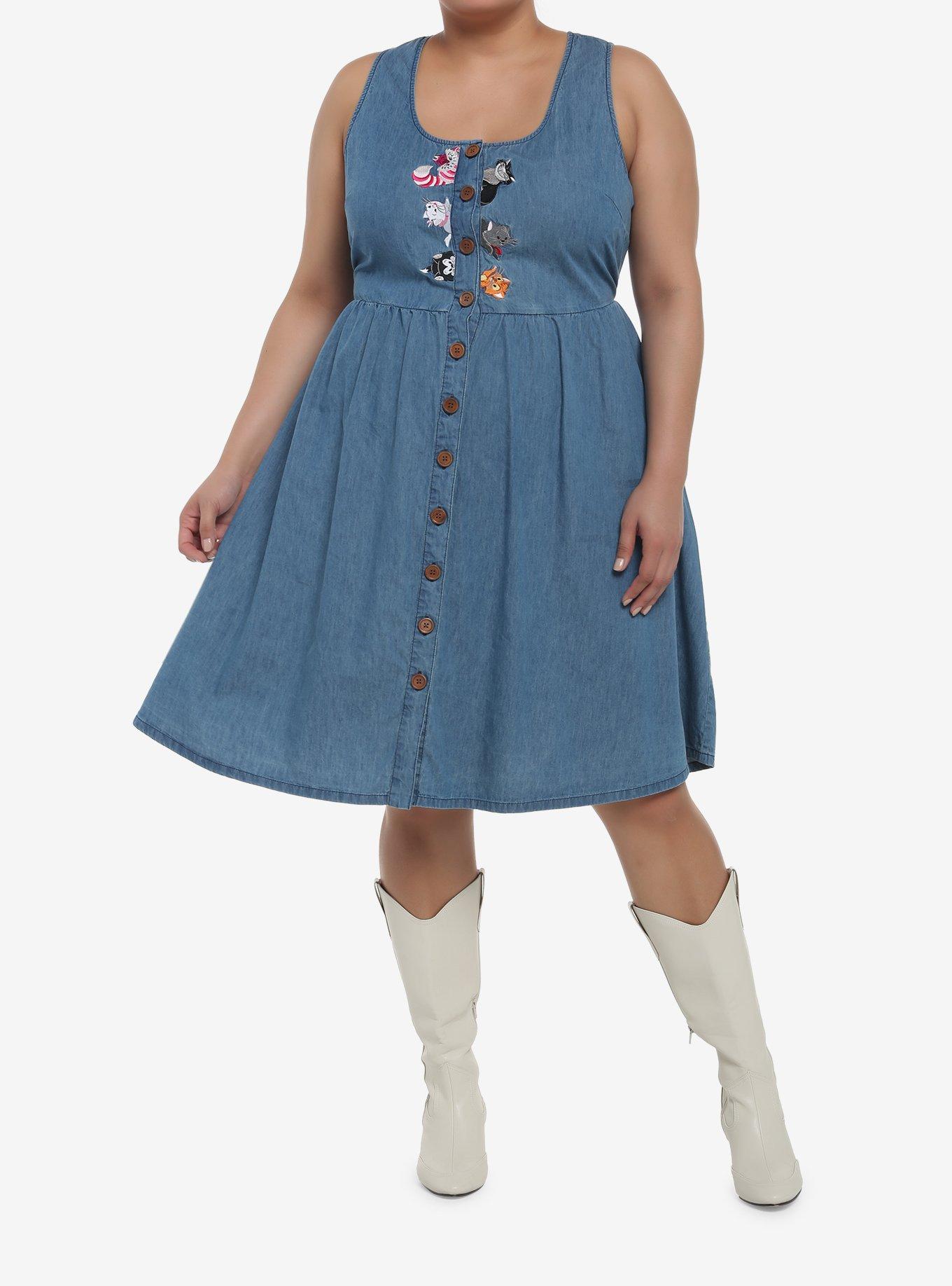 Disney Cats Denim Dress Plus Size, MEDIUM INDIGO, alternate