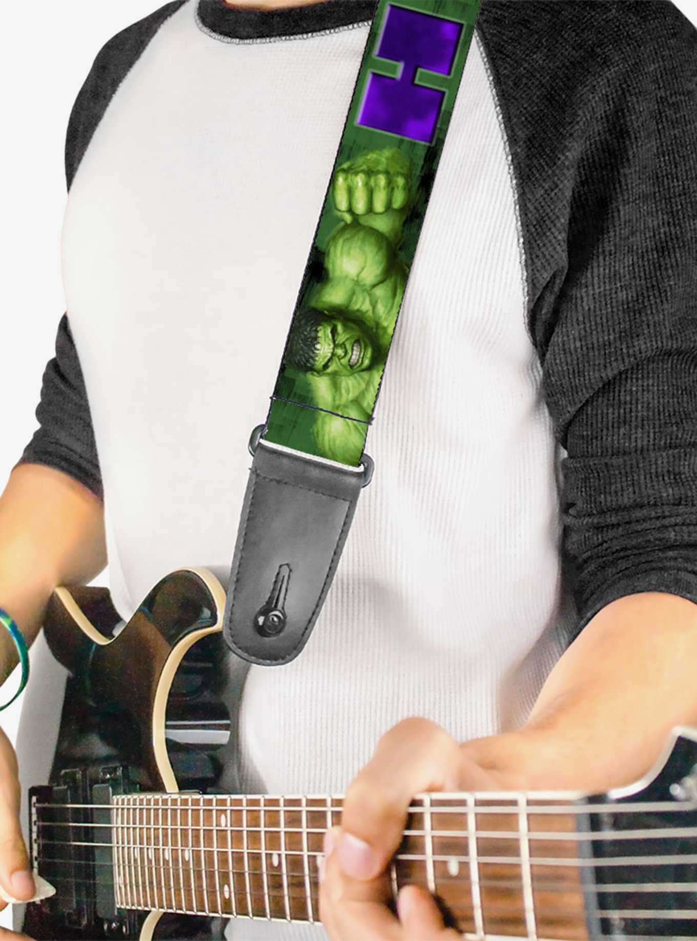 Marvel Hulk Face Close Up Action Pose Guitar Strap, , hi-res