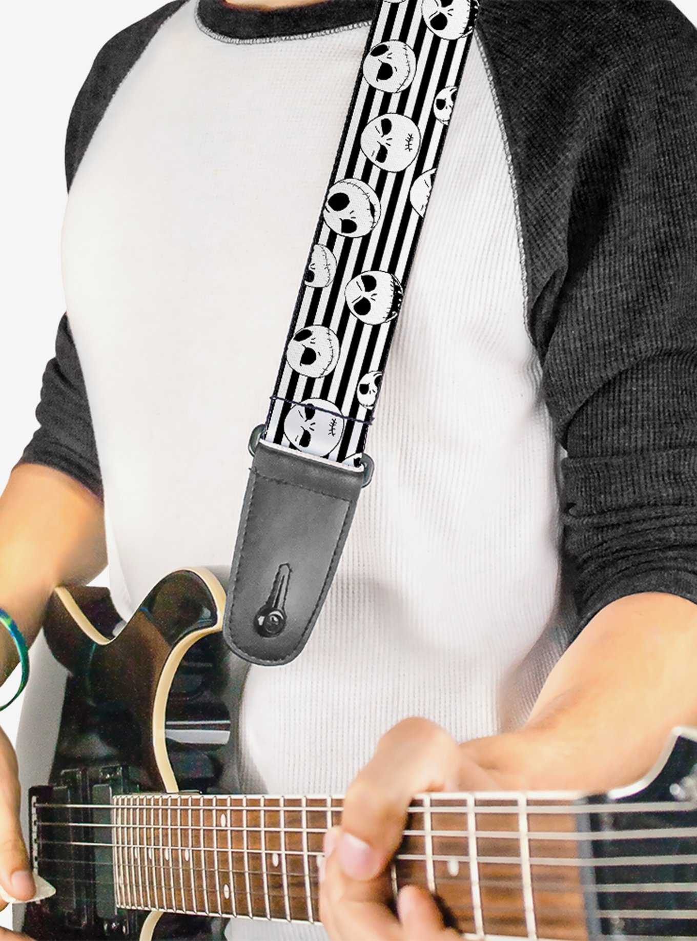 The Nightmare Before Christmas Jack Expressions Stripe White Black Guitar Strap, , hi-res