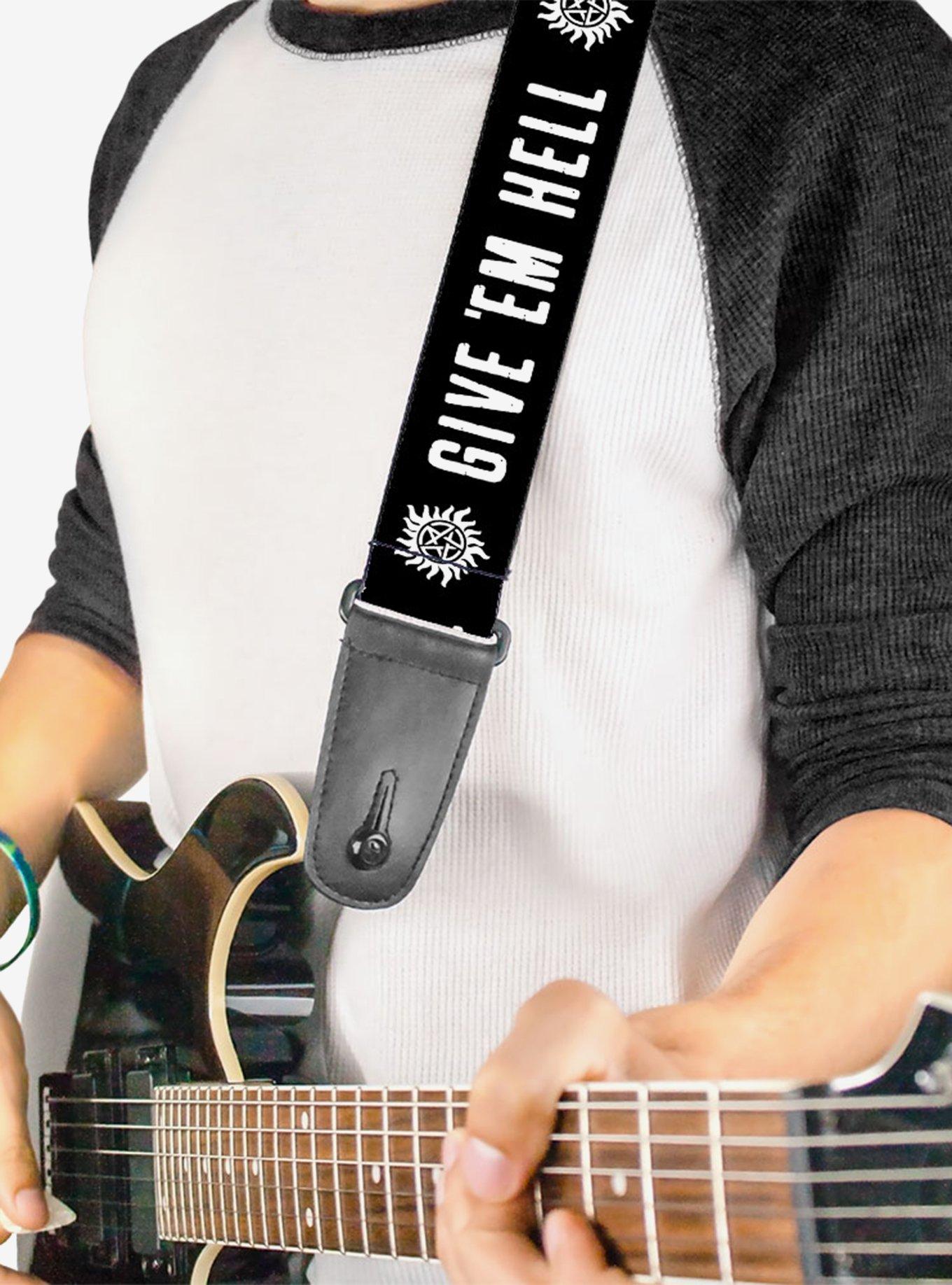 Supernatural Winchester Pentagram Give Em Hell Guitar Strap, , alternate