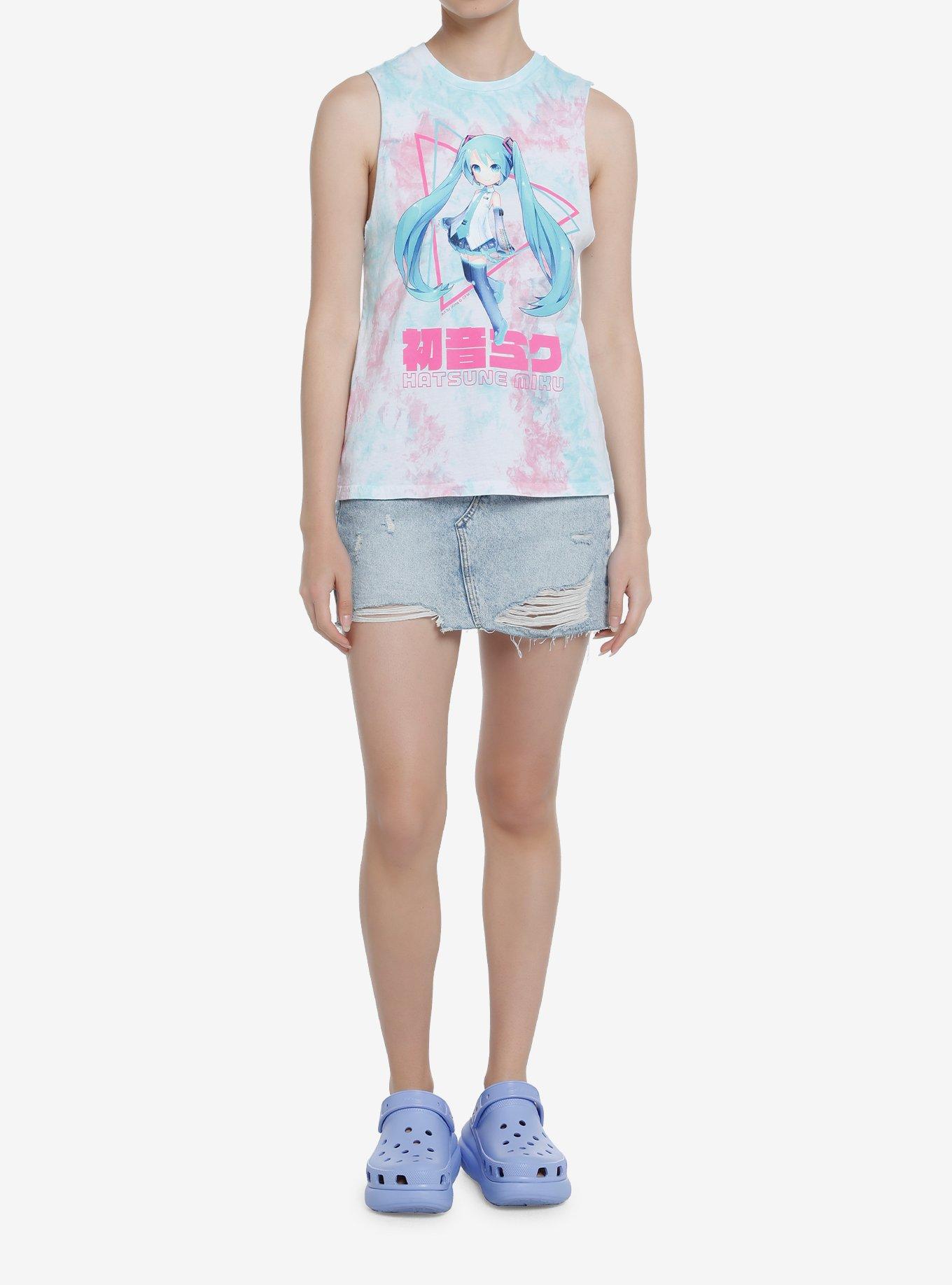 Hatsune Miku Pastel Tie-Dye Girls Muscle Tank Top, MULTI, alternate