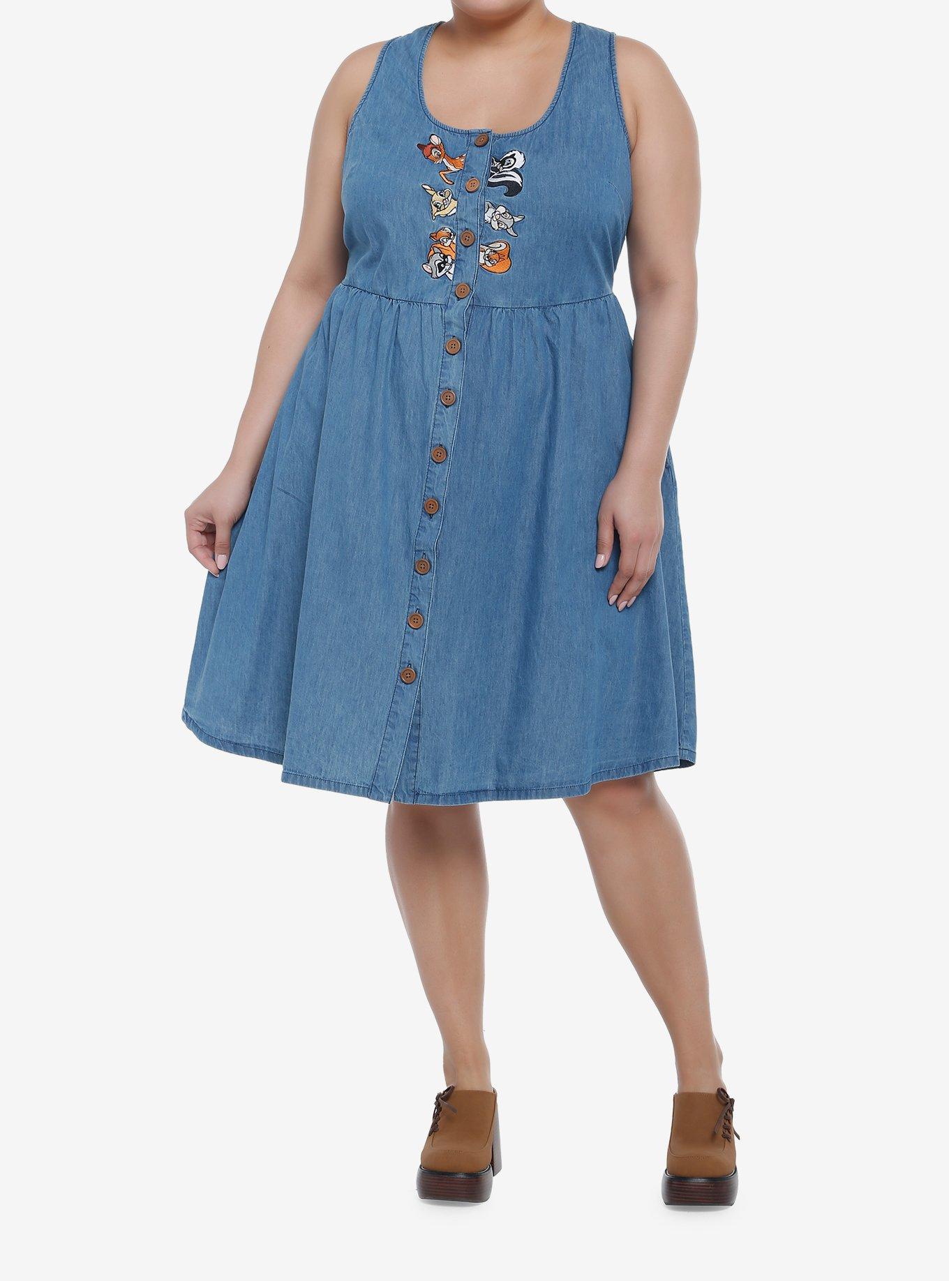 Disney Bambi Forest Friends Denim Dress Plus Size, , hi-res