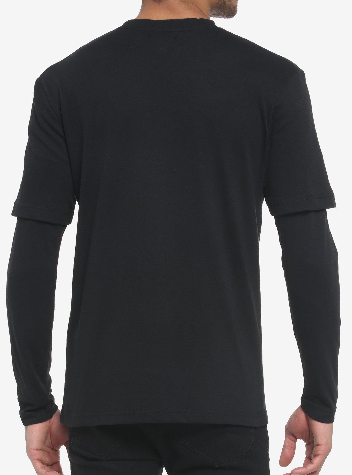 Disturbance Skull Twofer Long-Sleeve T-Shirt, BLACK, alternate