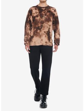 Butterfly Embroidered Brown Wash Long-Sleeve T-Shirt, , hi-res