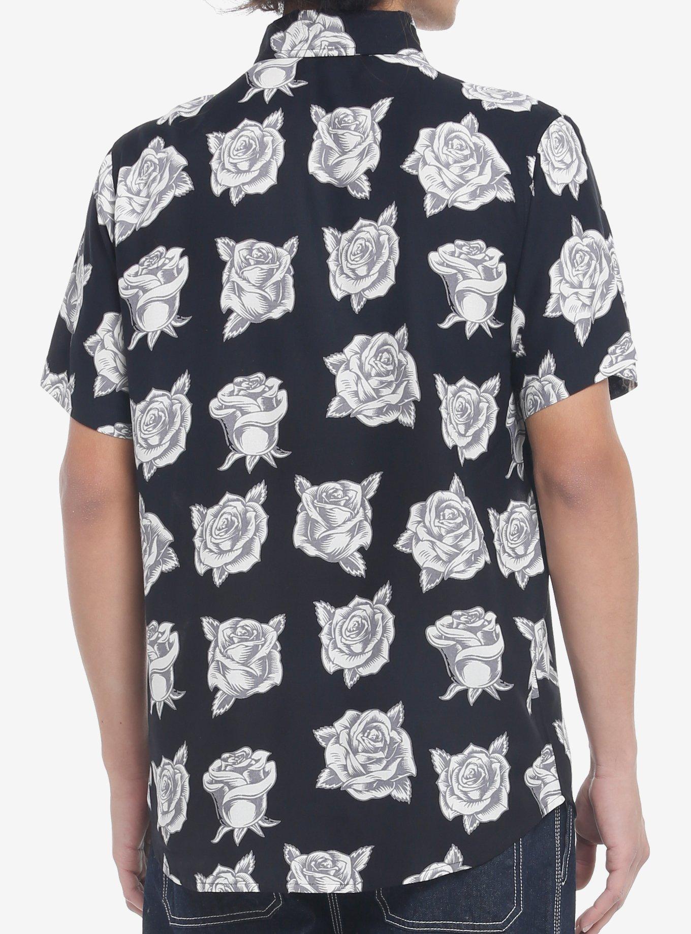 Grey Rose Woven Button-Up, BLACK, alternate