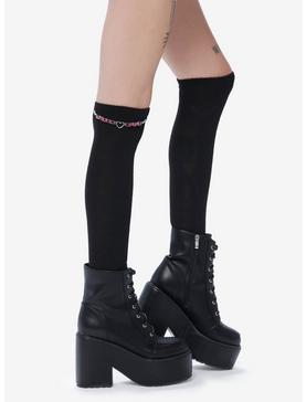 Pink Heart Chain Knee-High Socks, , hi-res