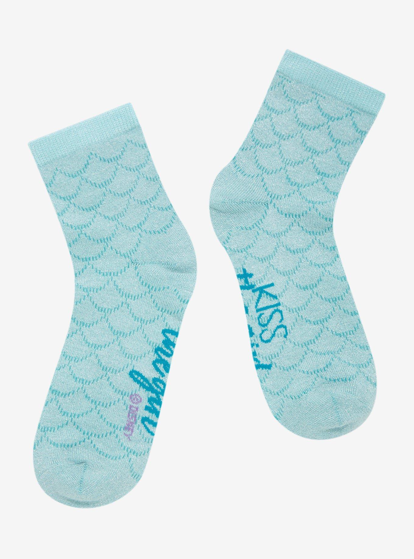 Disney The Little Mermaid Glitter Scale Ankle Socks, , alternate