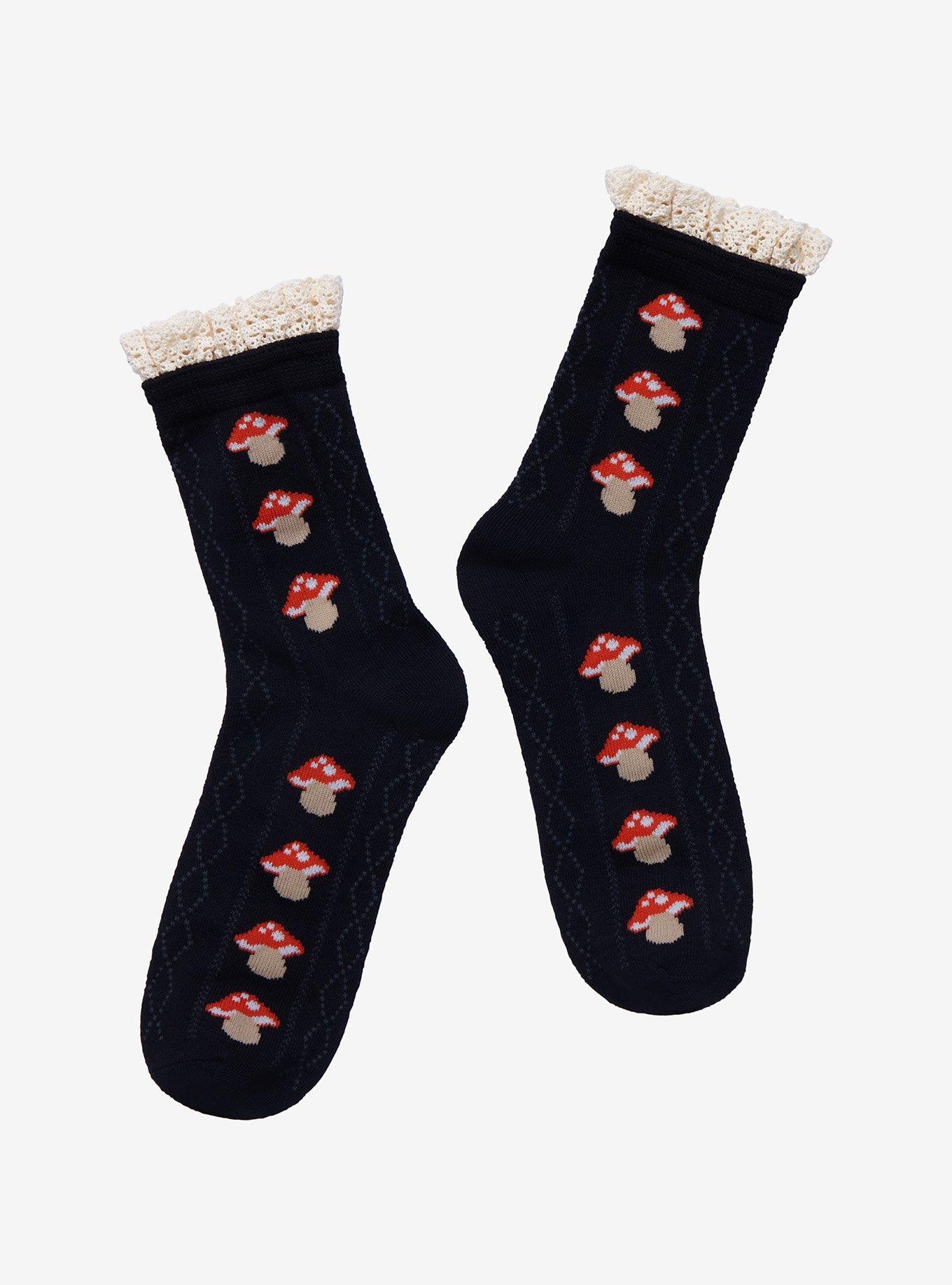 Mushroom Lace Ankle Socks, , alternate