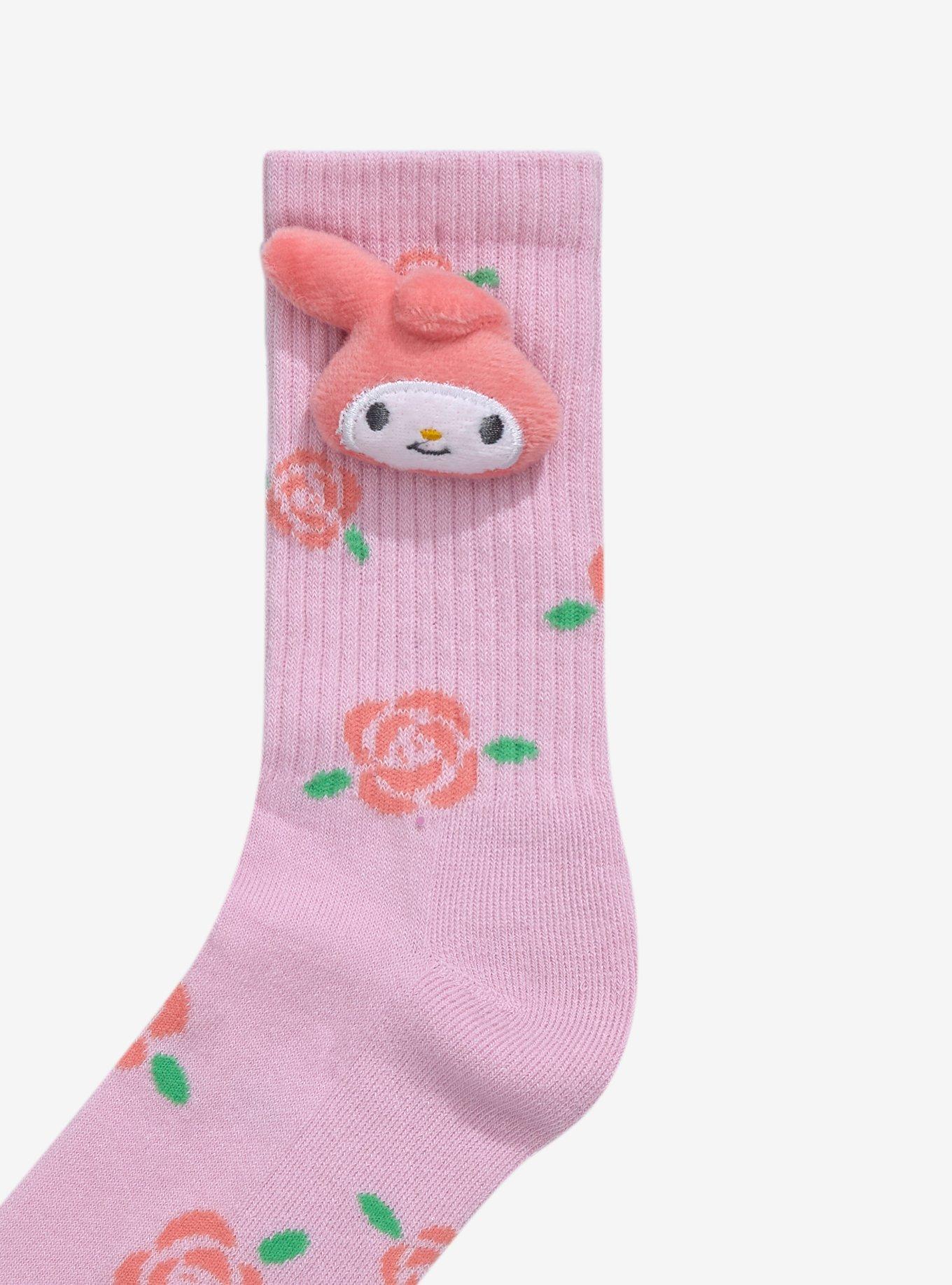 My Melody Rose 3D Plush Crew Socks, , alternate