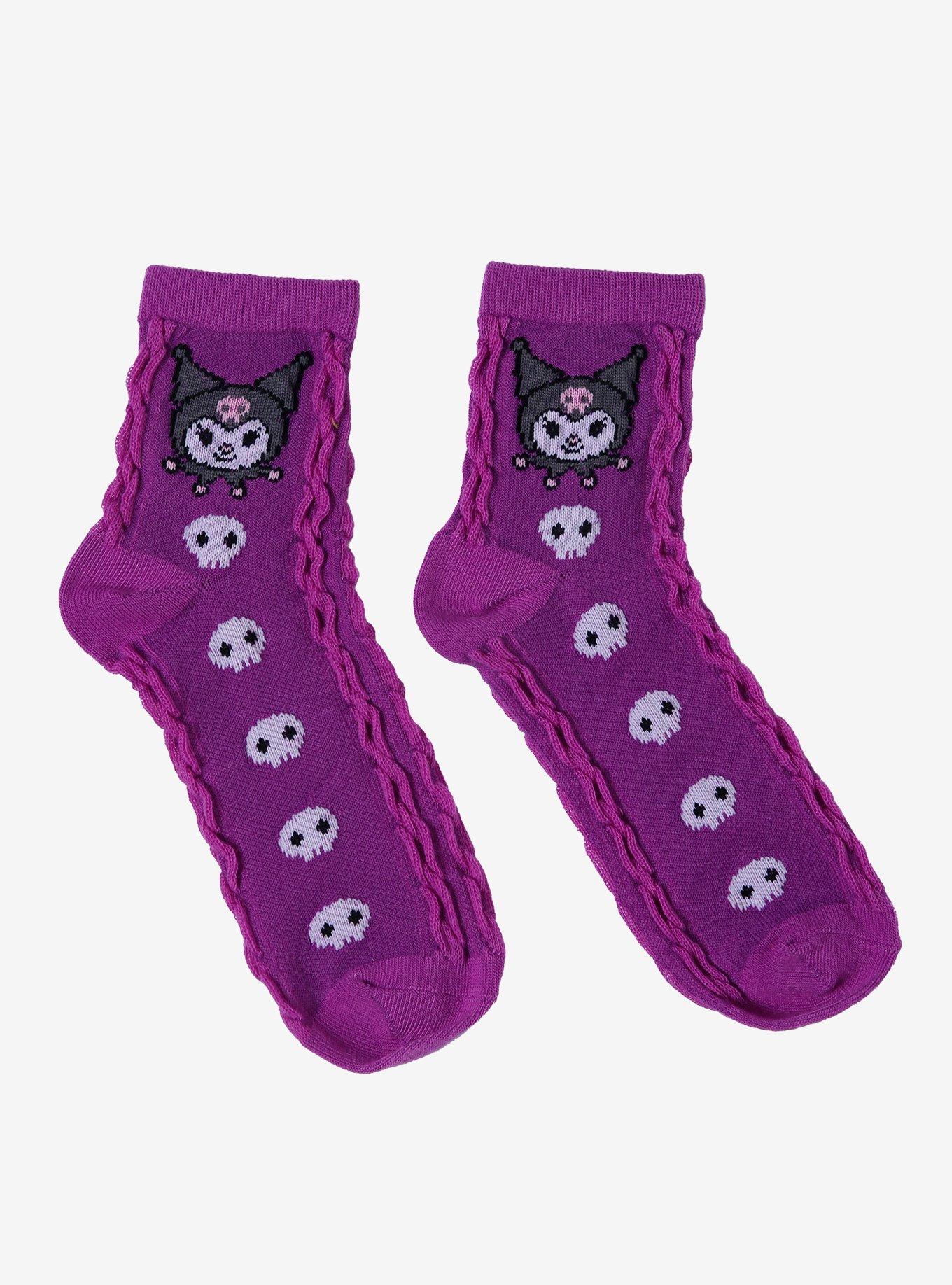 Kuromi Skull Textured Ankle Socks, , alternate