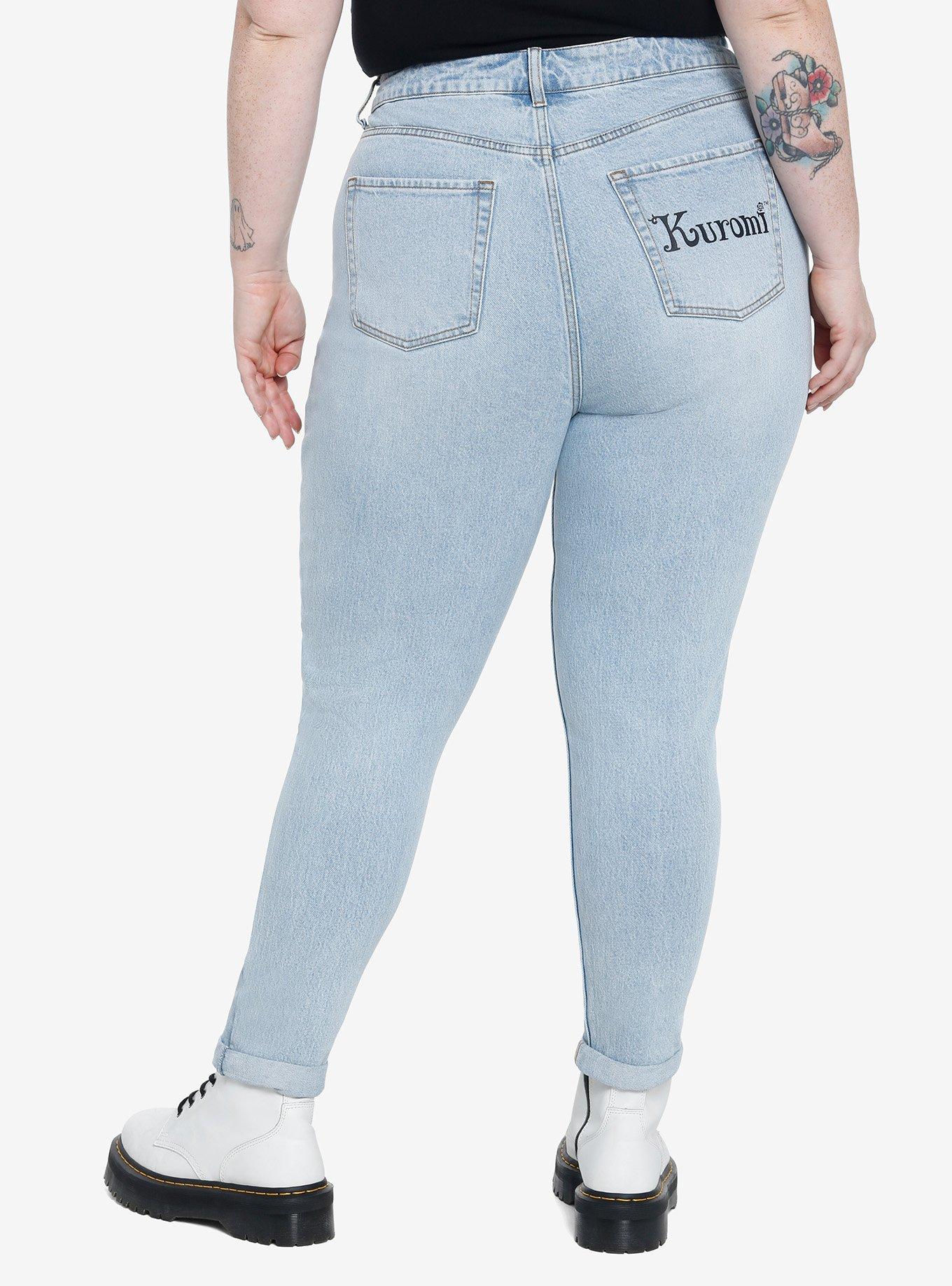 Kuromi Butterfly Garden Mom Jeans Plus Size, MULTI, alternate