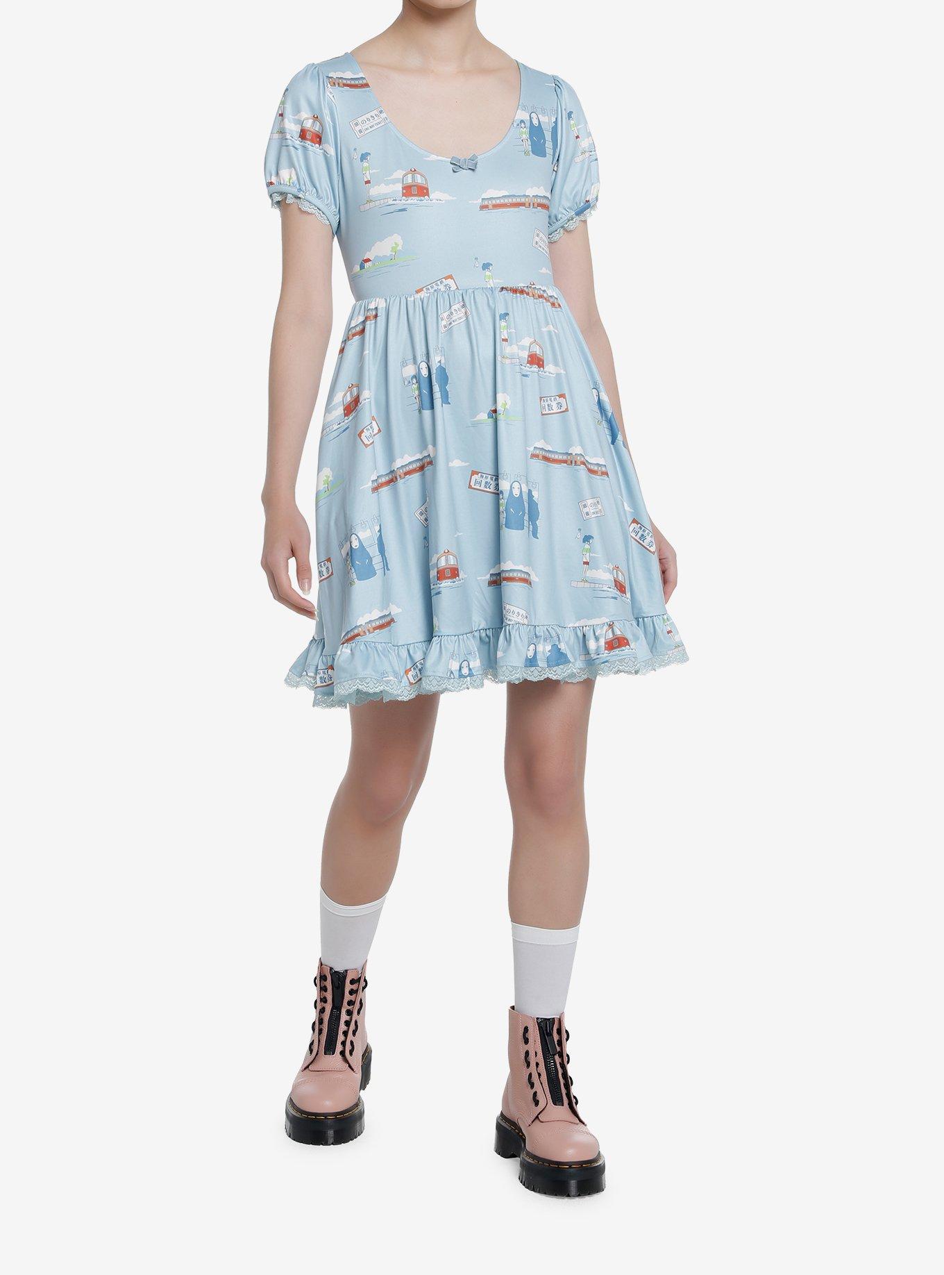 Studio Ghibli Spirited Away Sea Railway Ruffle Dress, MULTI, alternate