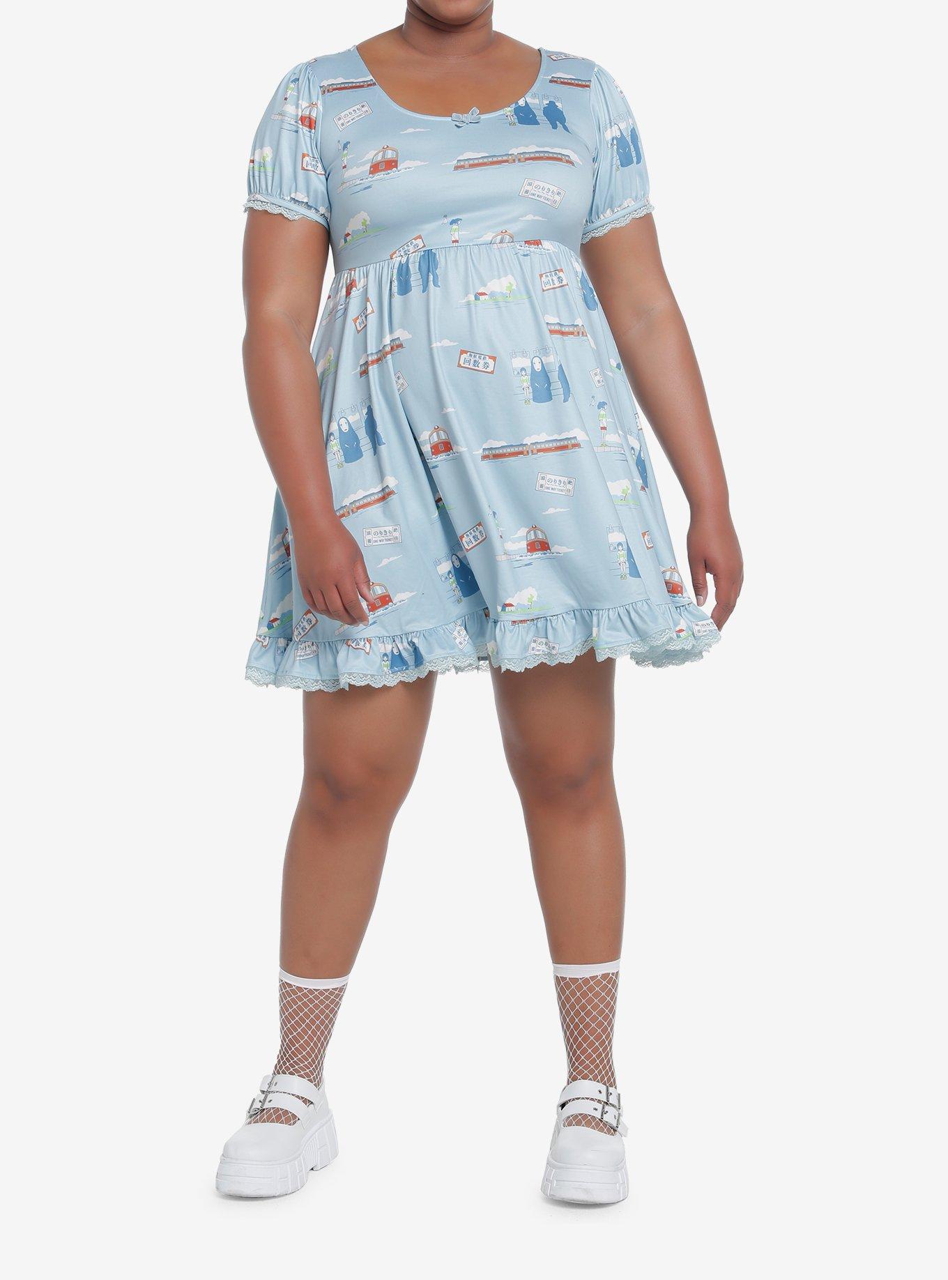 Studio Ghibli Spirited Away Sea Railway Ruffle Dress Plus Size, MULTI, alternate