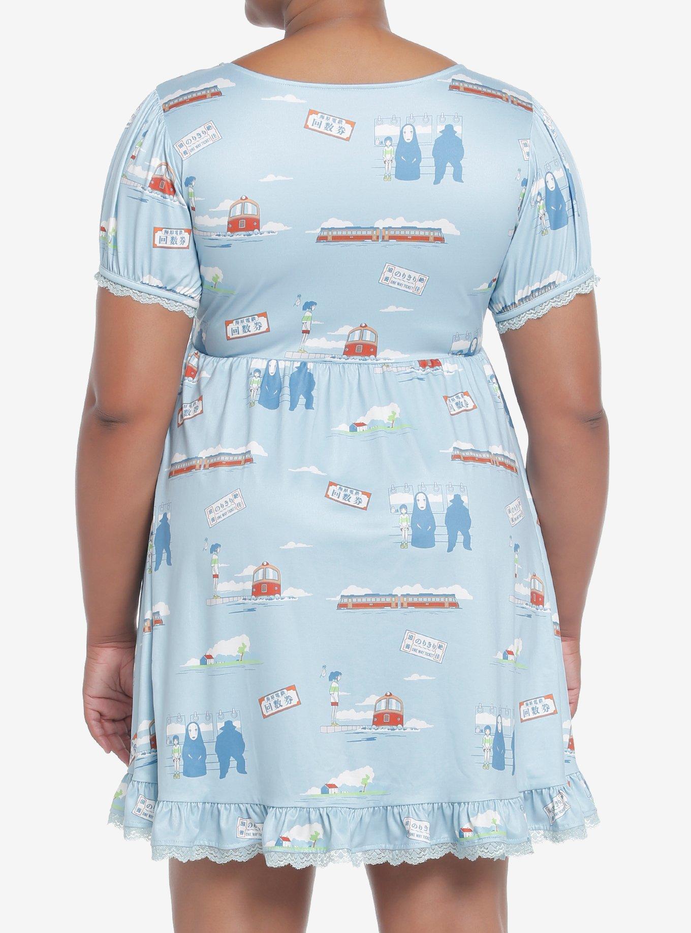 Studio Ghibli Spirited Away Sea Railway Ruffle Dress Plus Size, MULTI, alternate