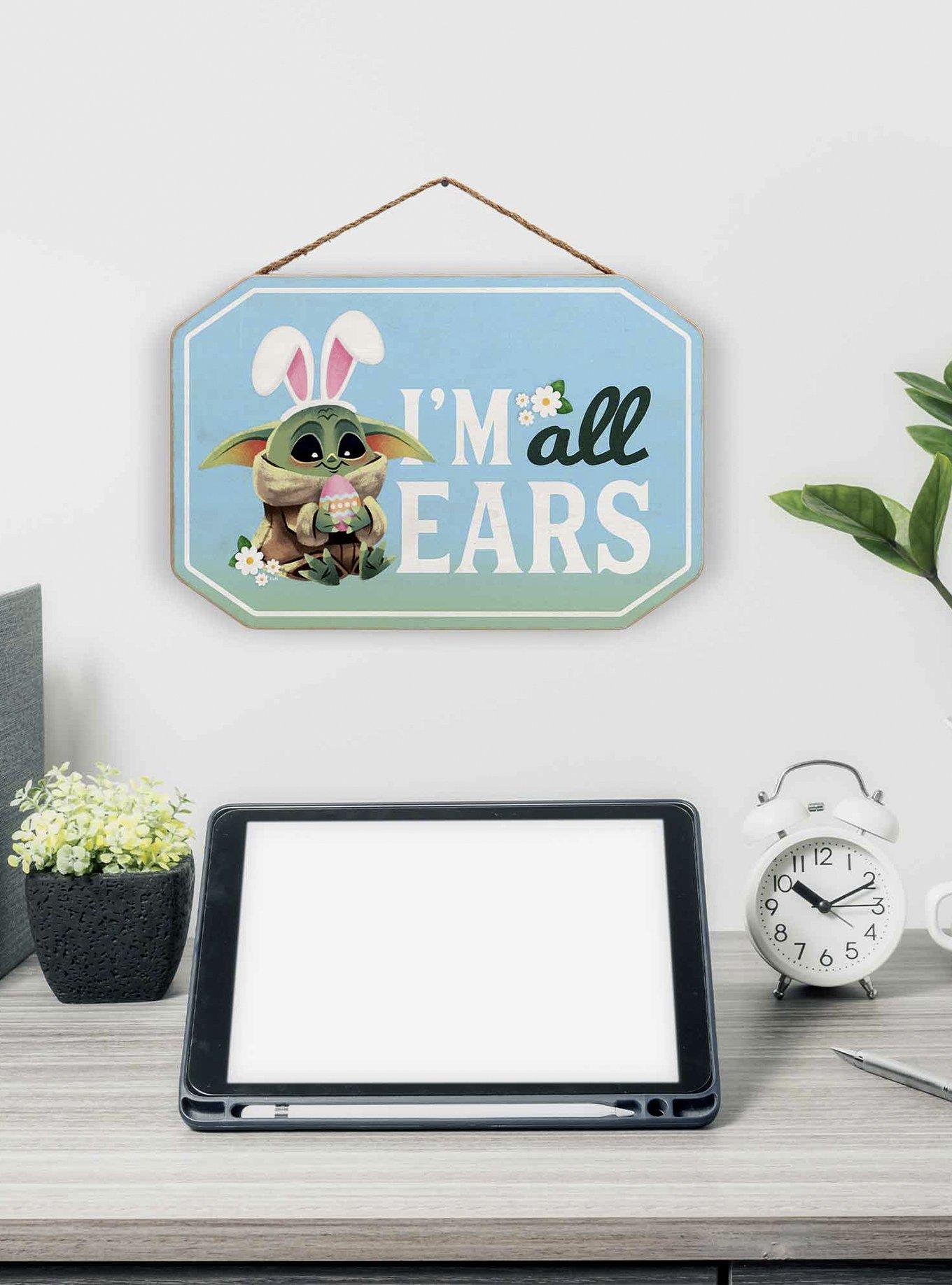 Star Wars The Mandalorian Grogu I'm All Ears Easter Bunny Hanging Wood Wall Decor, , alternate
