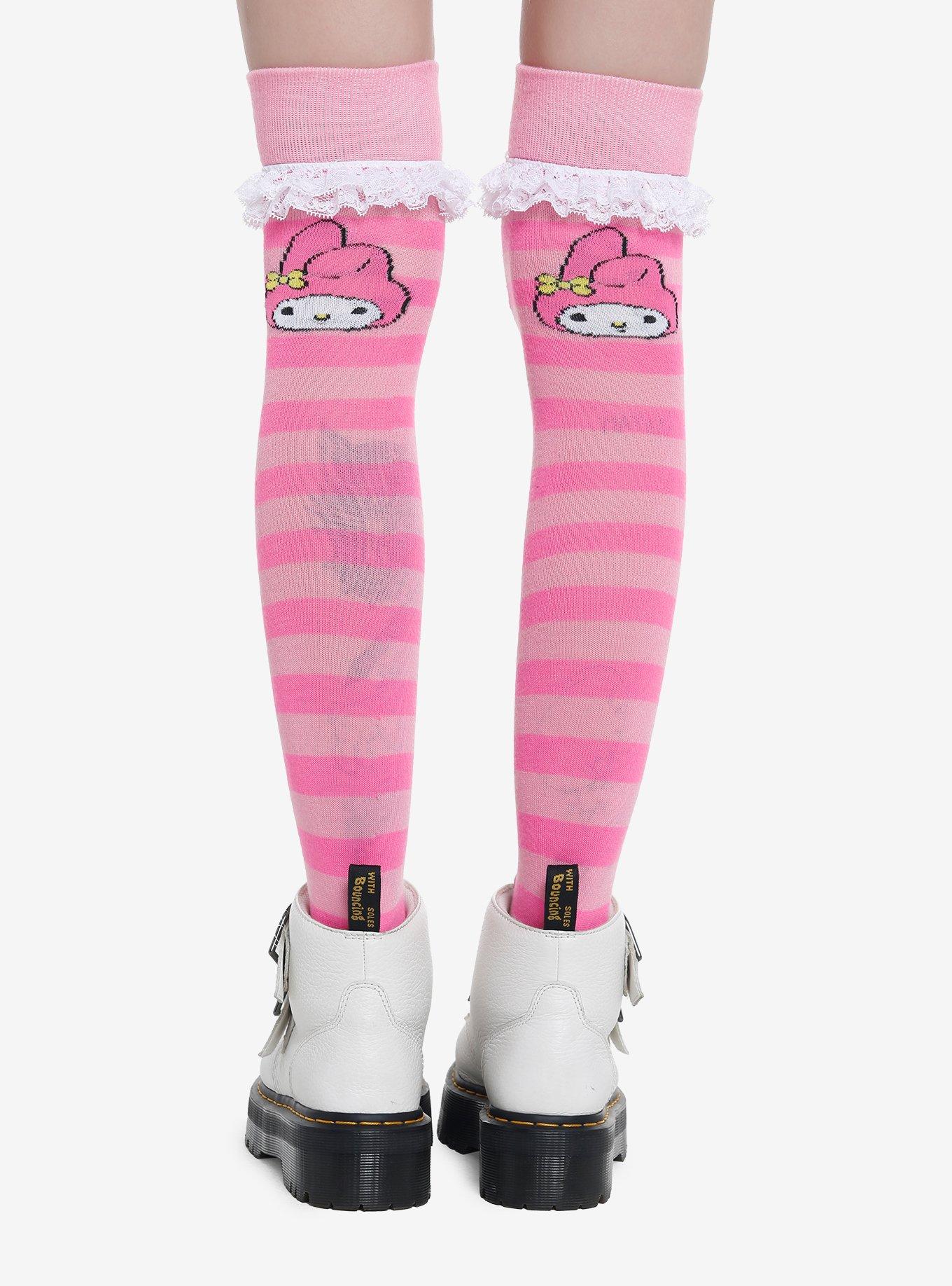 My Melody Stripe Over-The-Knee Socks, , alternate