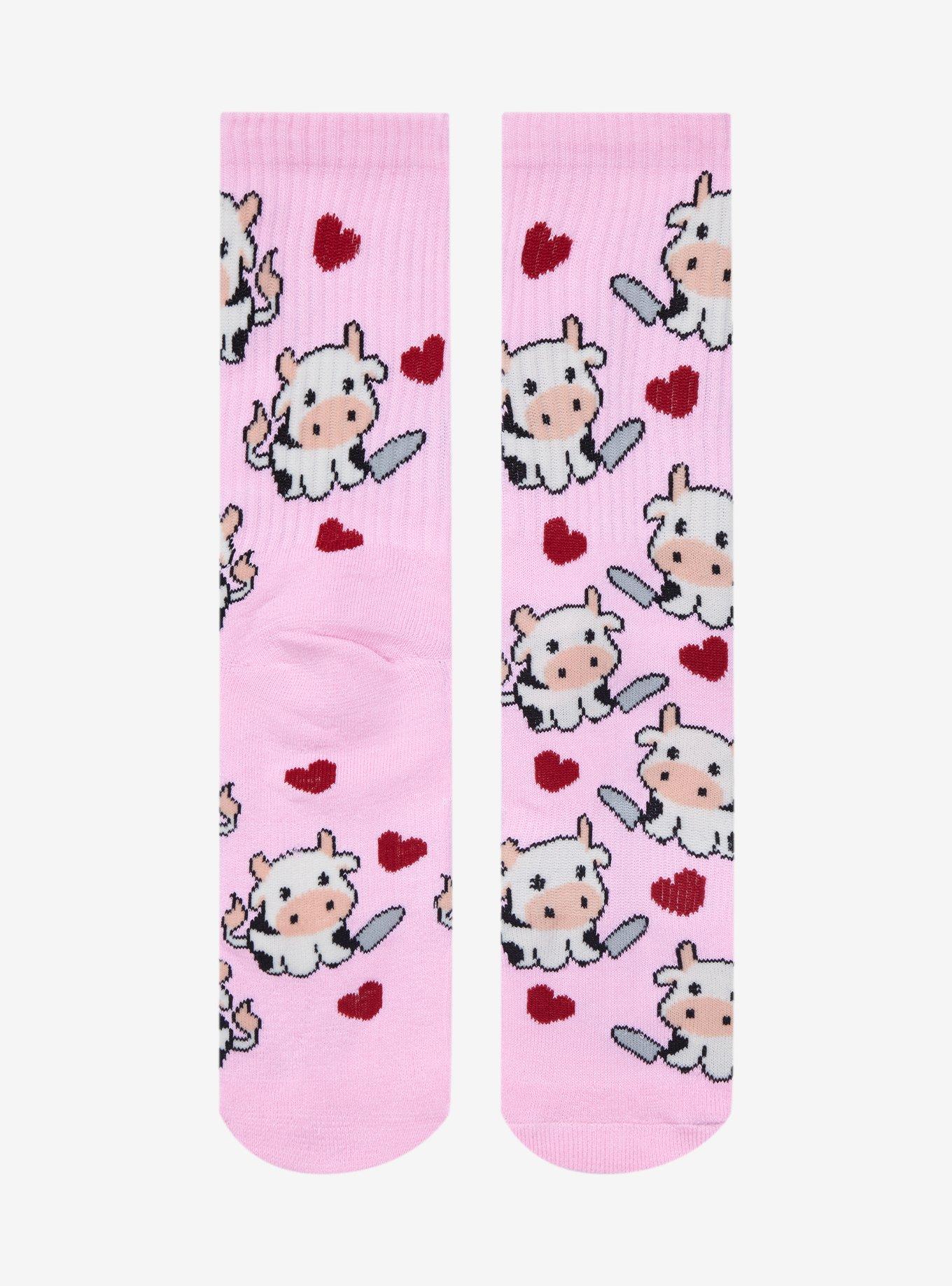 Cow With Knife Crew Socks, , alternate