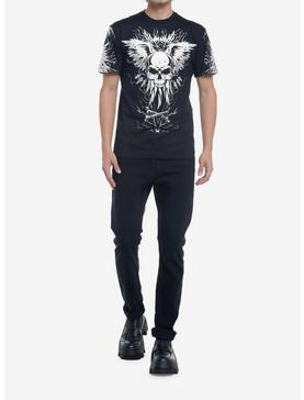 Silver Skull With Wings T-Shirt, , hi-res