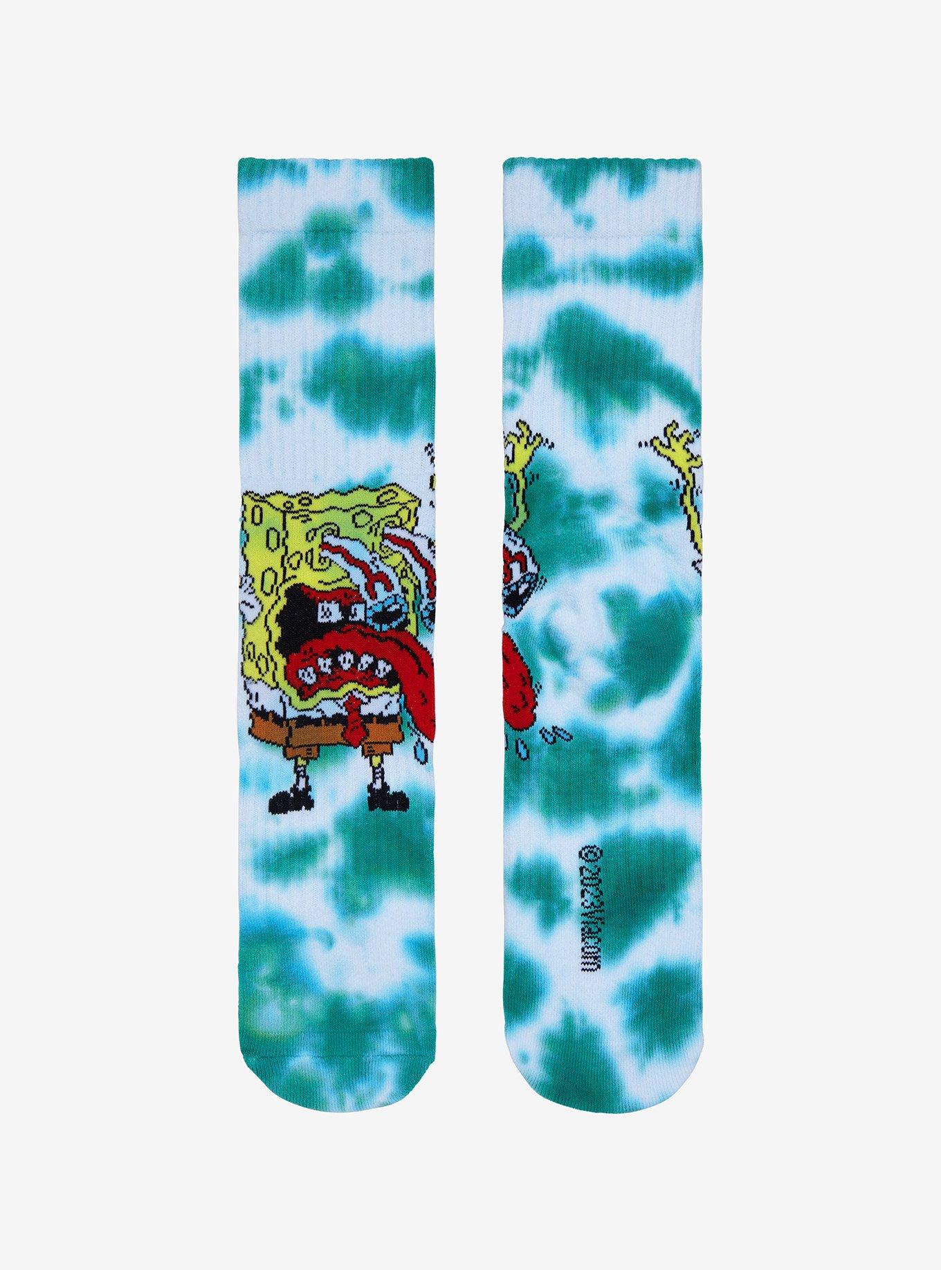 SpongeBob SquarePants Eye Pop Tie-Dye Crew Socks, , alternate