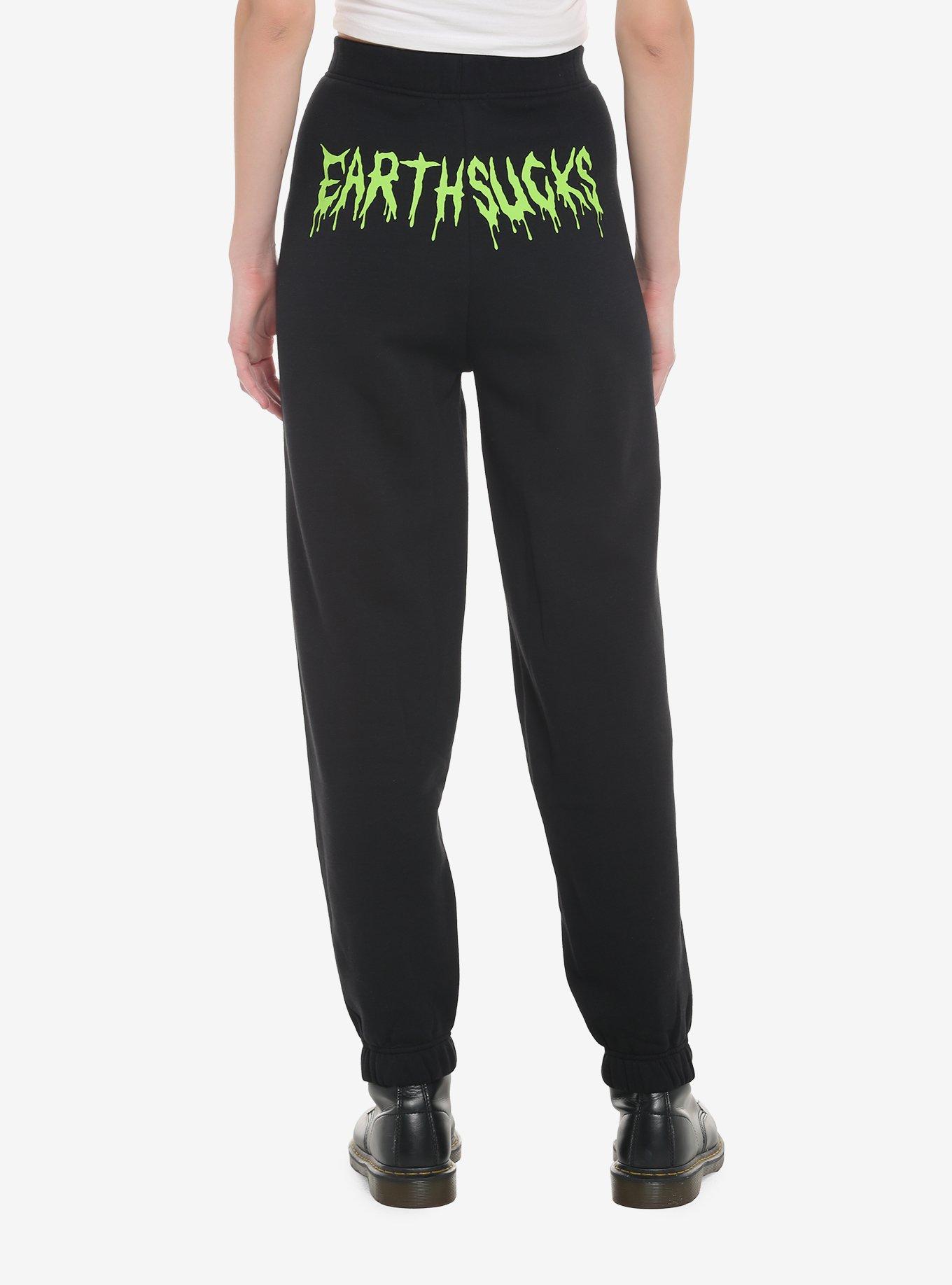 Alien Earth Sucks Girls Jogger Sweatpants, BLACK, alternate