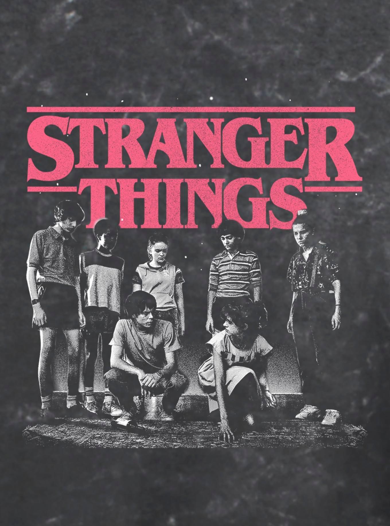 Stranger Things Stranger Squad Mineral Wash Crop Girls T-Shirt, BLACK, alternate