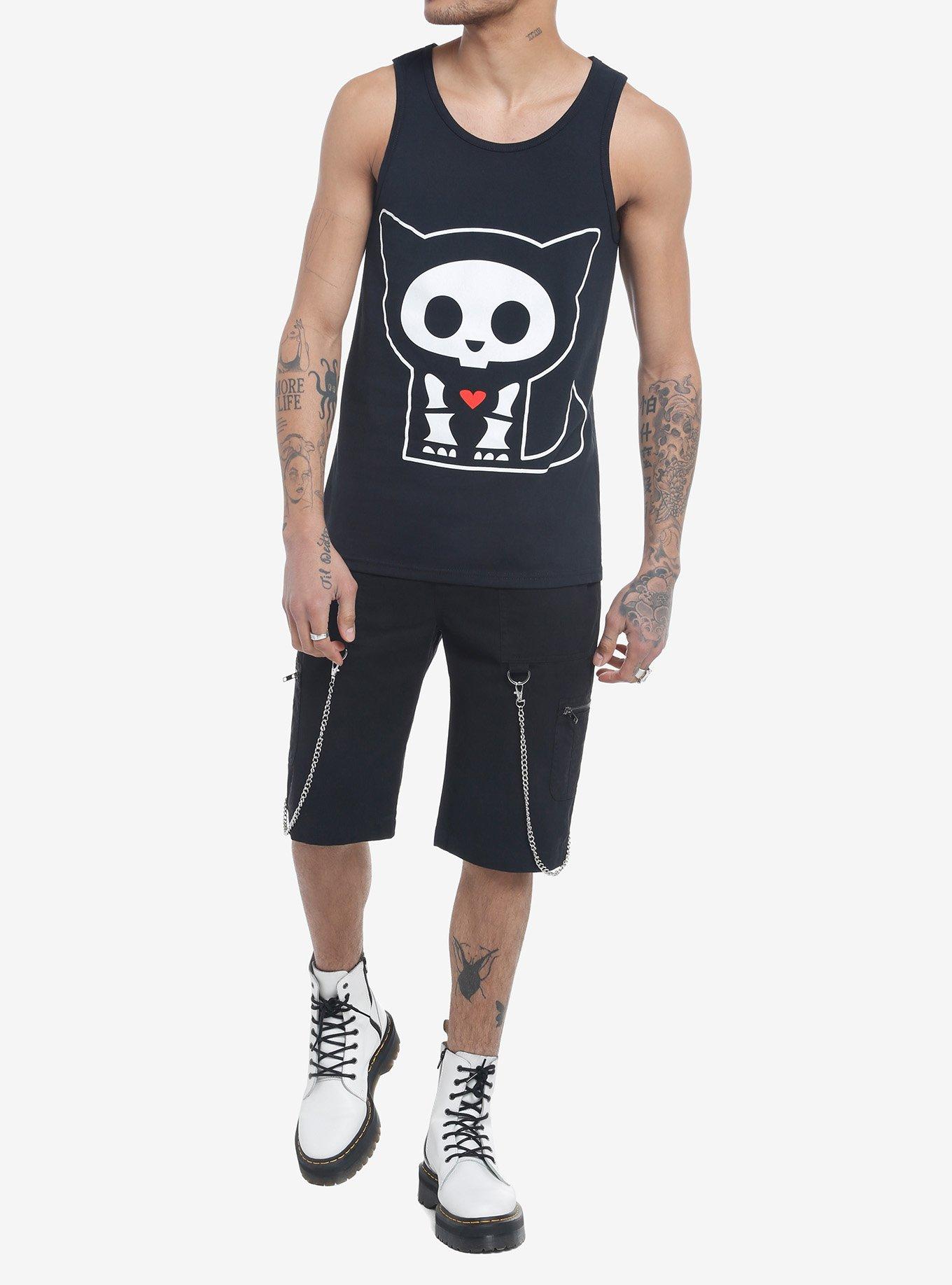 Skelanimals Kit The Cat Tank Top, BLACK, alternate