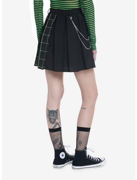 Social Collision Black & Green Grid Split Chain Skirt, , hi-res