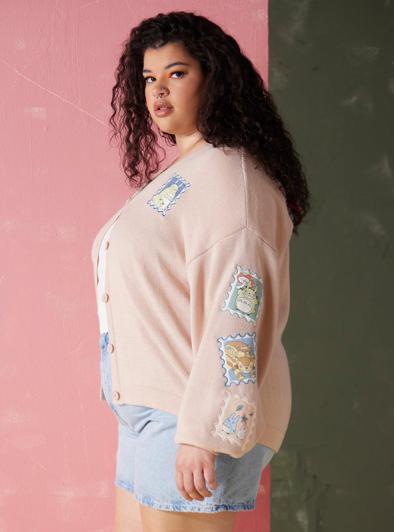 Studio Ghibli My Neighbor Totoro Stamp Skimmer Cardigan Plus Size, LIGHT PINK, alternate