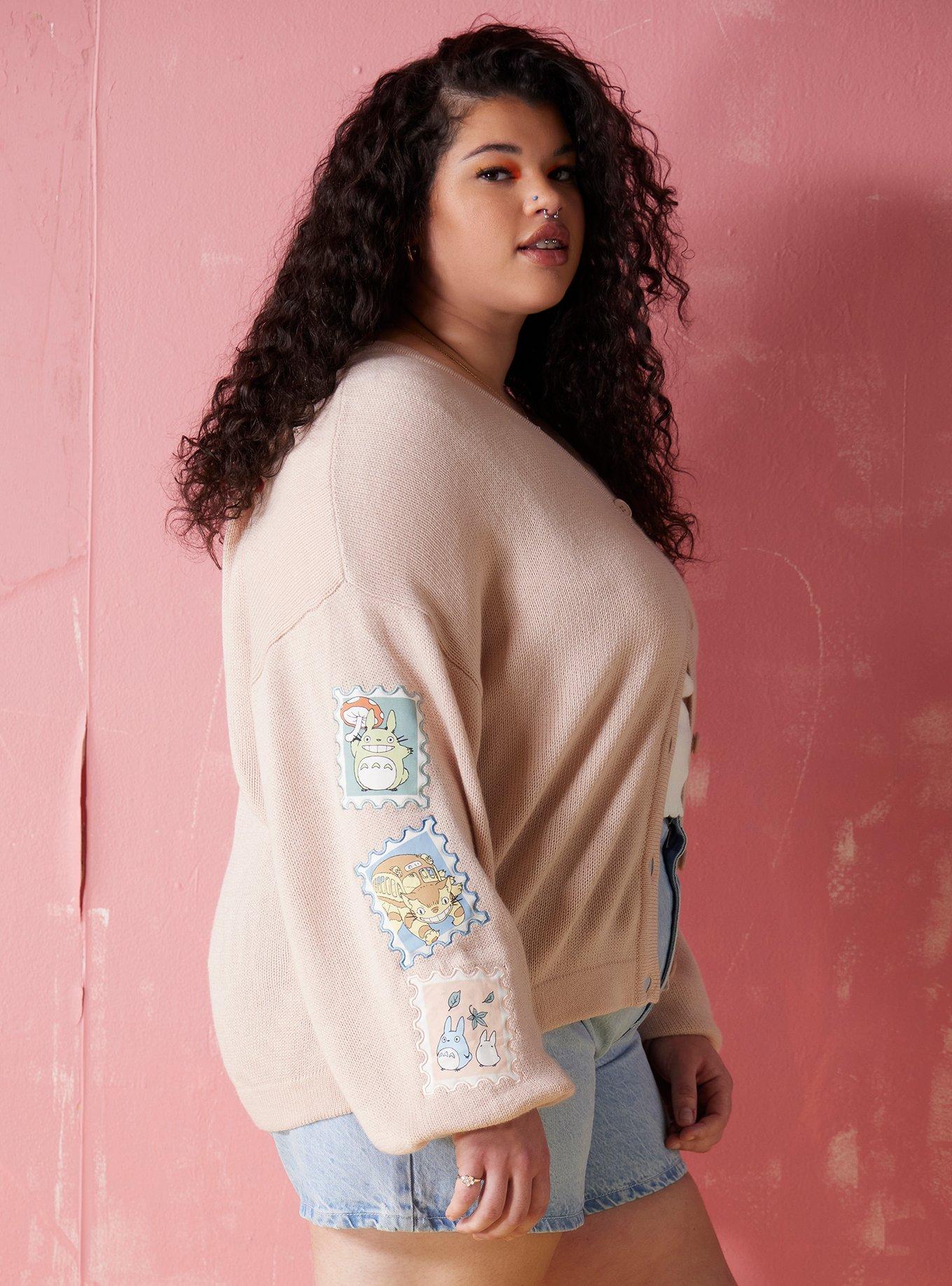 Studio Ghibli My Neighbor Totoro Stamp Skimmer Cardigan Plus Size, LIGHT PINK, alternate