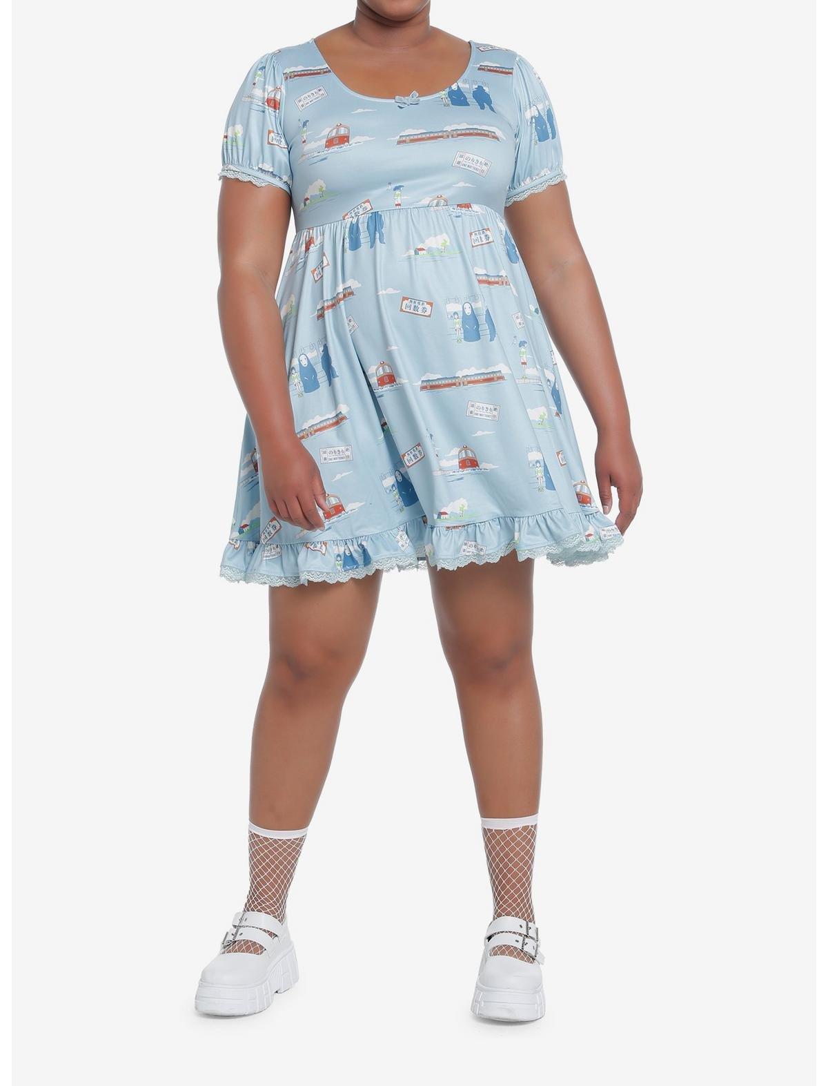 Studio Ghibli Spirited Away Sea Railway Ruffle Dress Plus Size, PINK  PURPLE, alternate