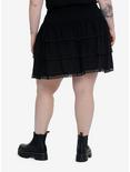 Thorn & Fable Black Lace Grommet Tiered Skirt Plus Size, BLACK, alternate