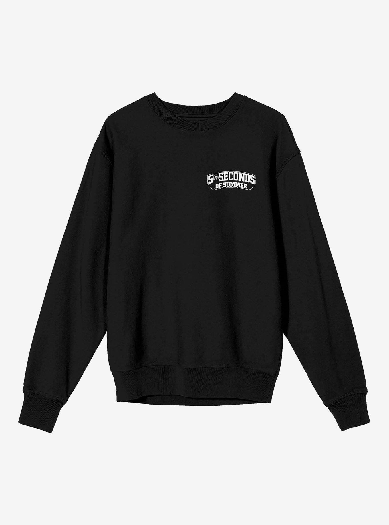5 Seconds Of Summer Heart-Eyed Skull Girls Sweatshirt, BLACK, alternate