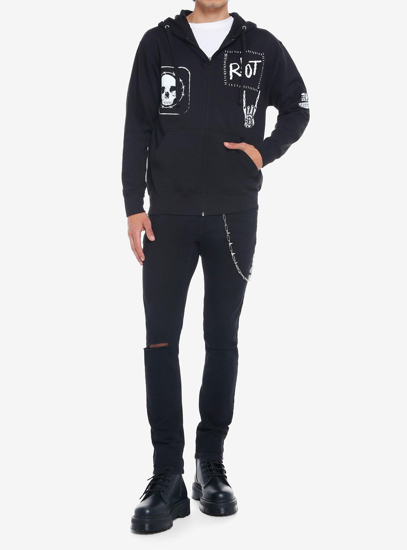 Anti-Everyone Riot Hoodie, BLACK, alternate