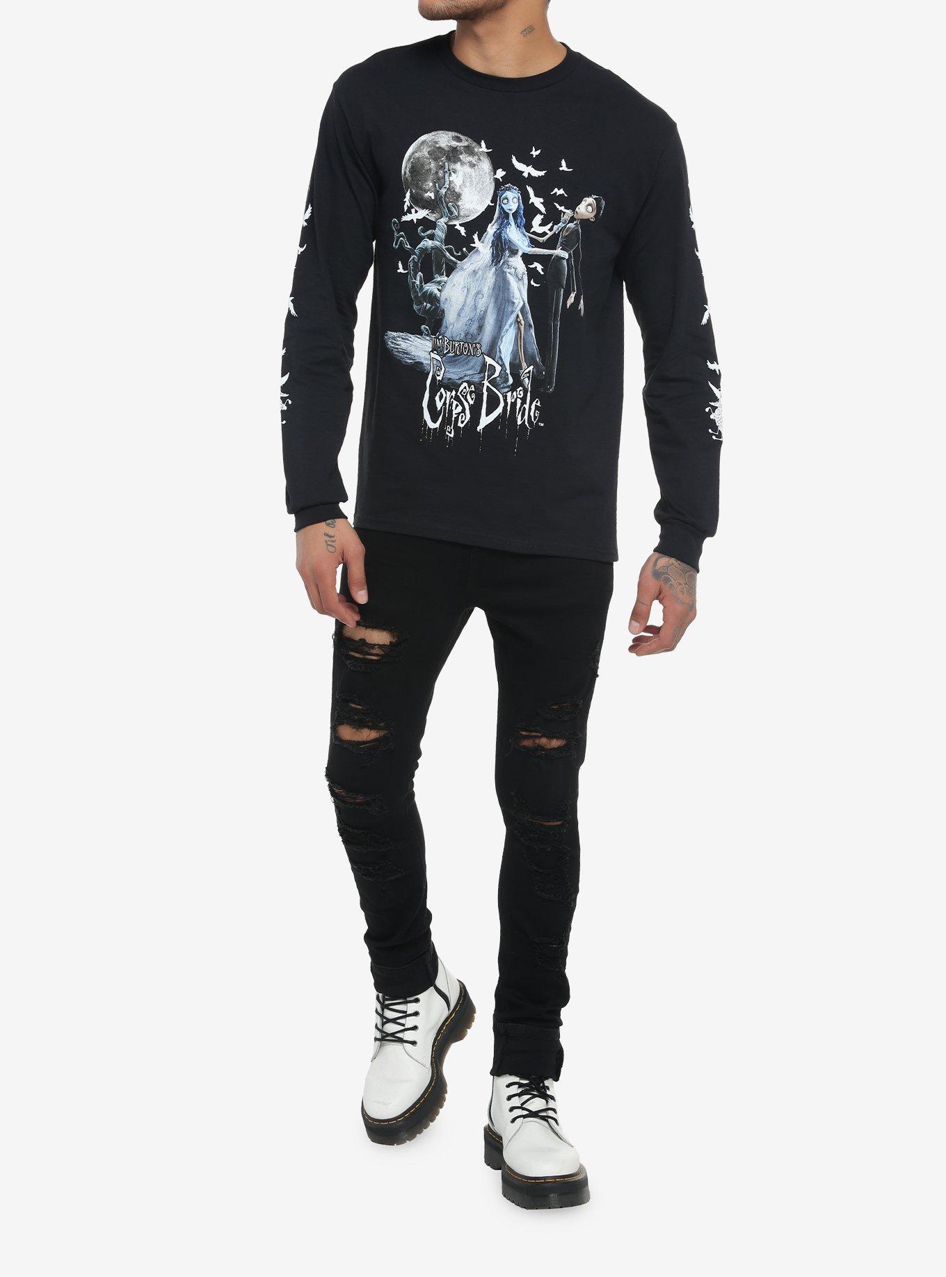 Corpse Bride Birds Long-Sleeve T-Shirt, BLACK, alternate